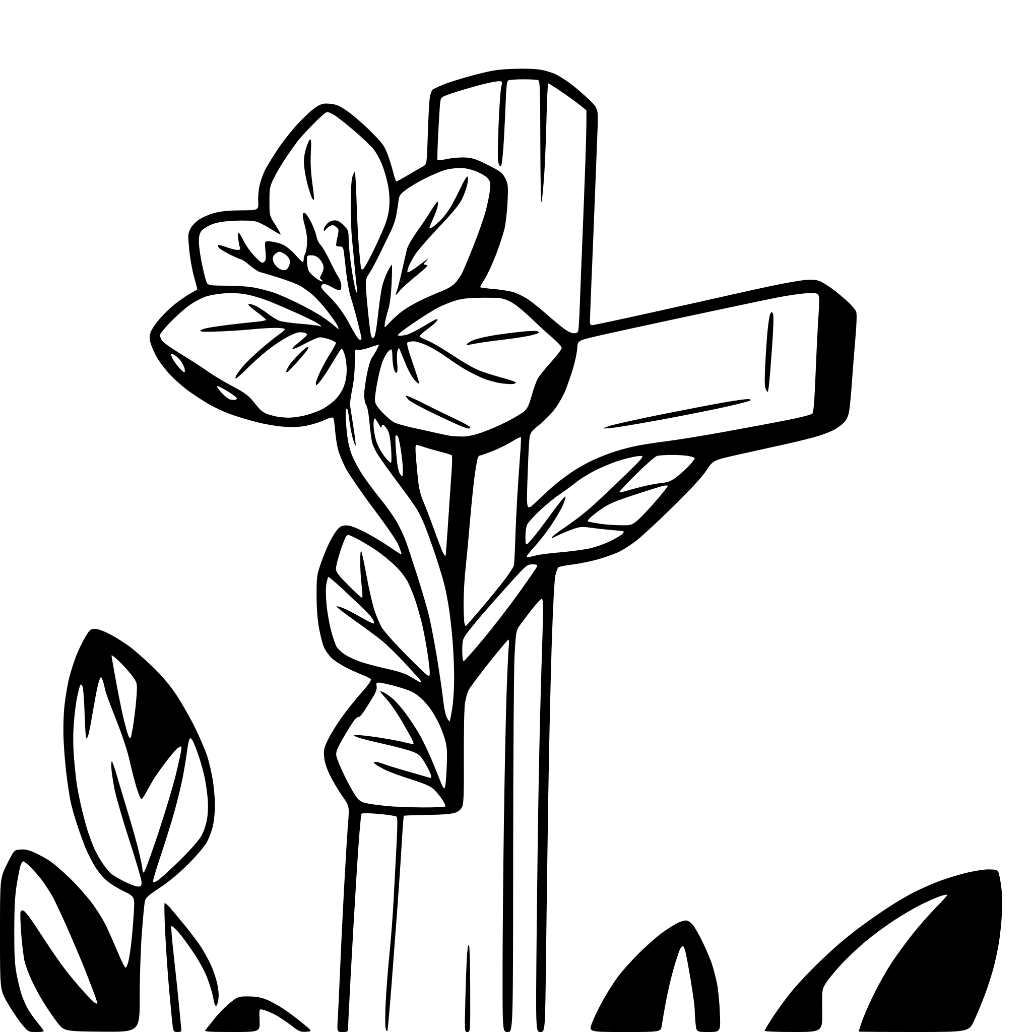 AI-generated SVG of a cross with flowers