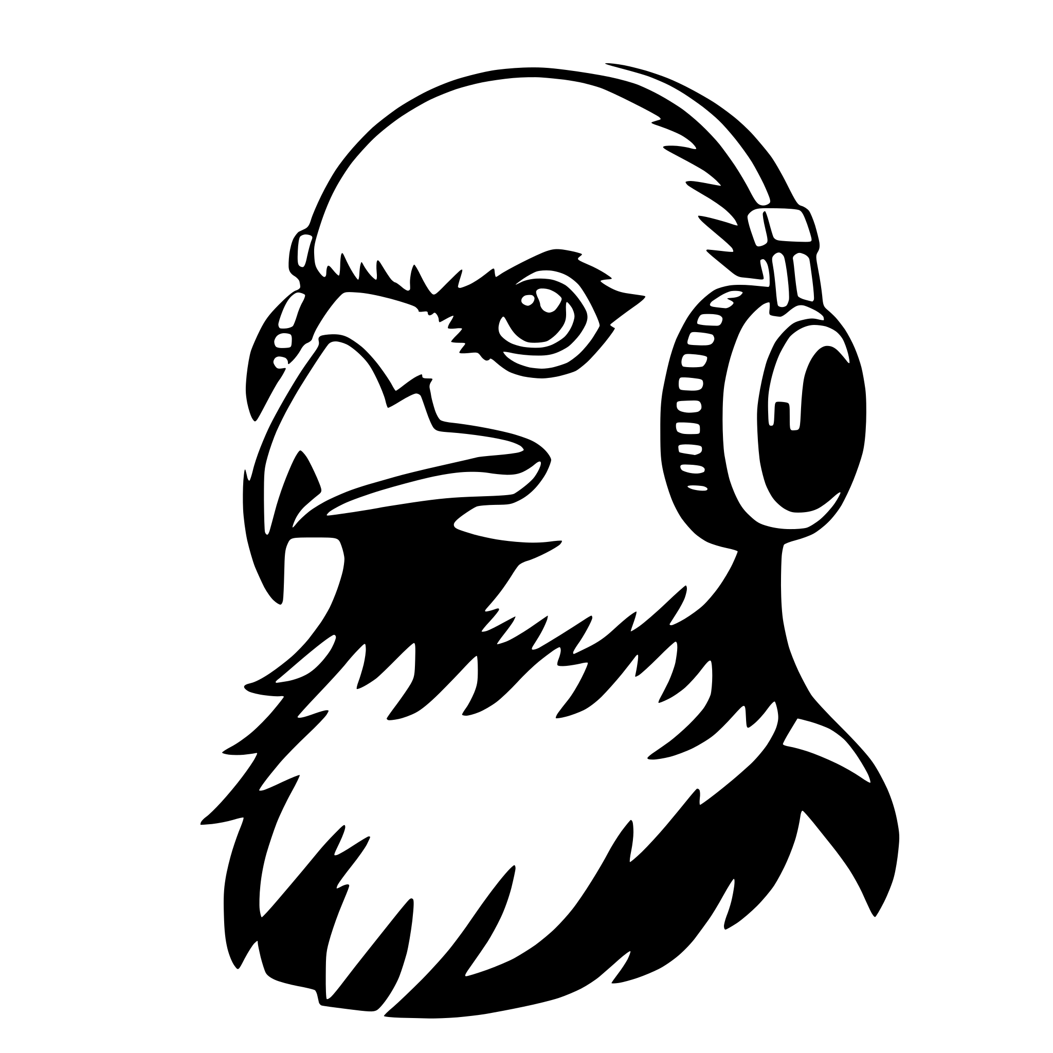 AI-generated SVG of 'eagle with earmuffs'