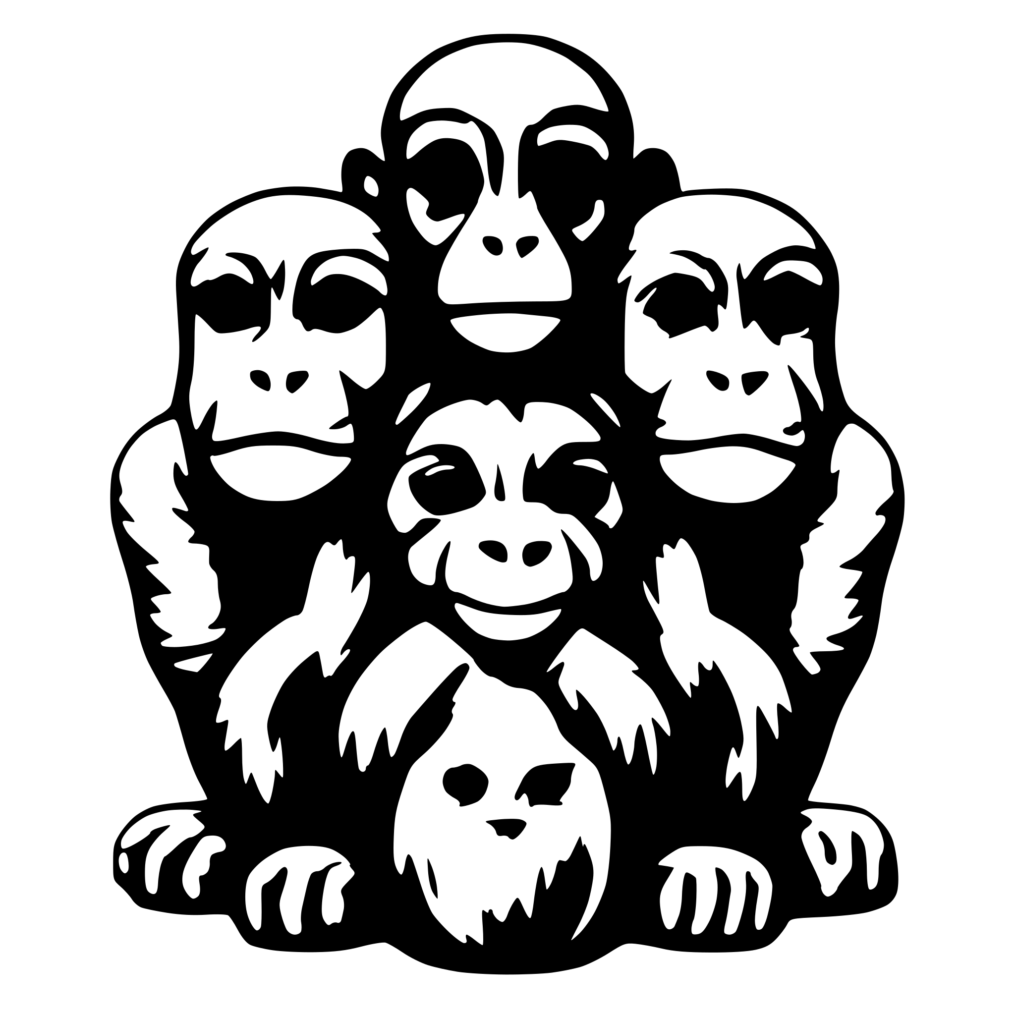 AI-generated SVG of 'Three headed monkey stacked'