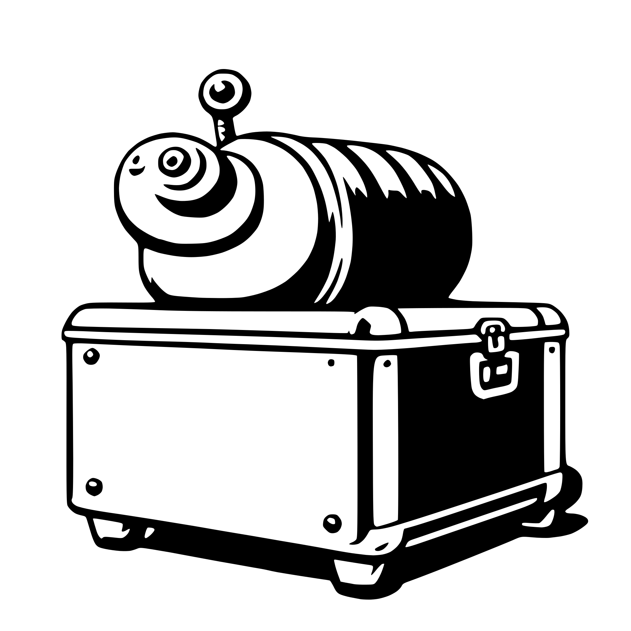 AI-generated SVG of 'snail with suitcase'