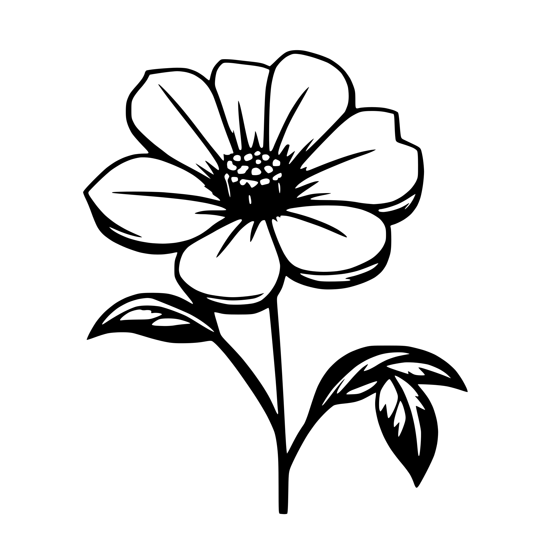AI-generated SVG of 'minimalistic modern flower with single line frame'