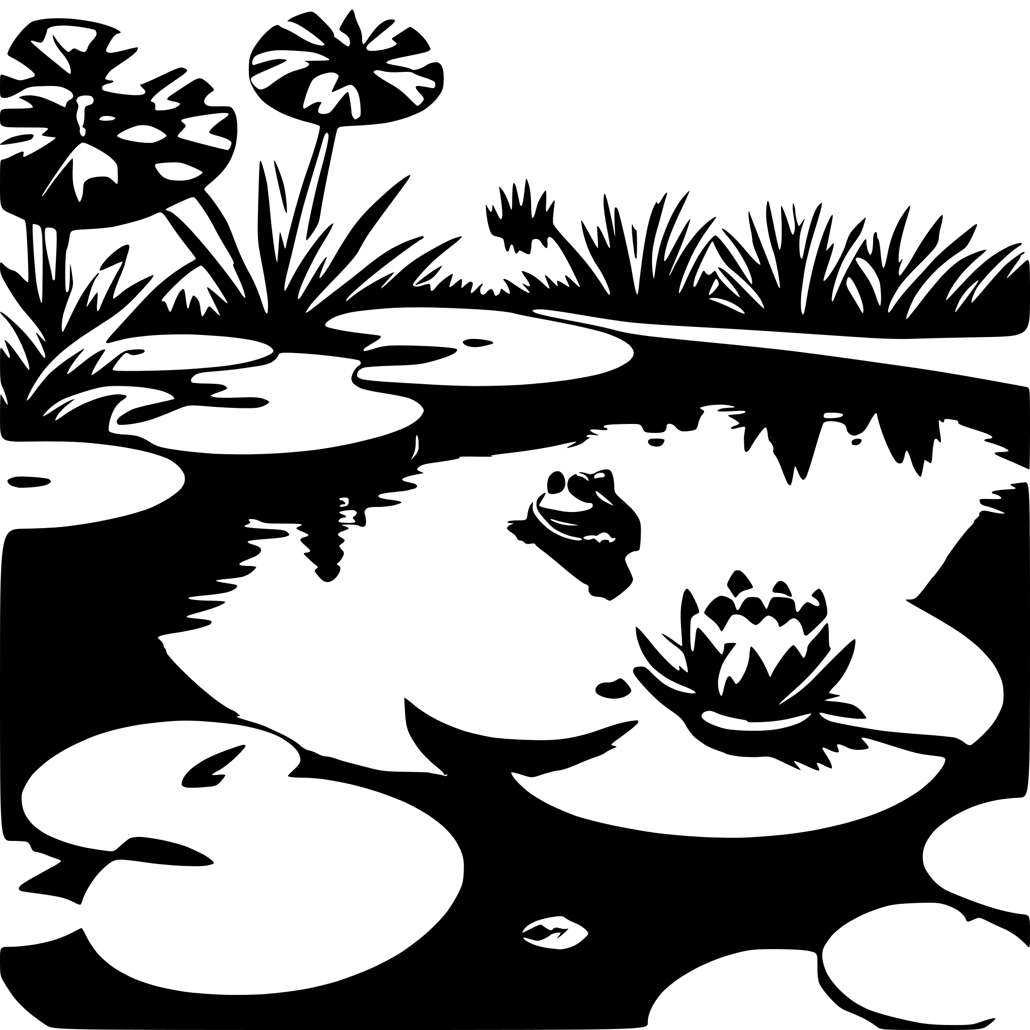 AI-generated SVG of 'pond, lillypads, frog'