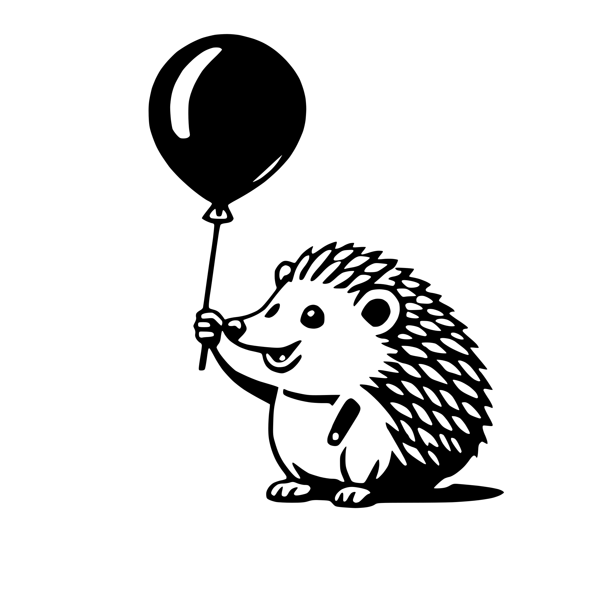 AI-generated SVG of a hedgehog with balloon