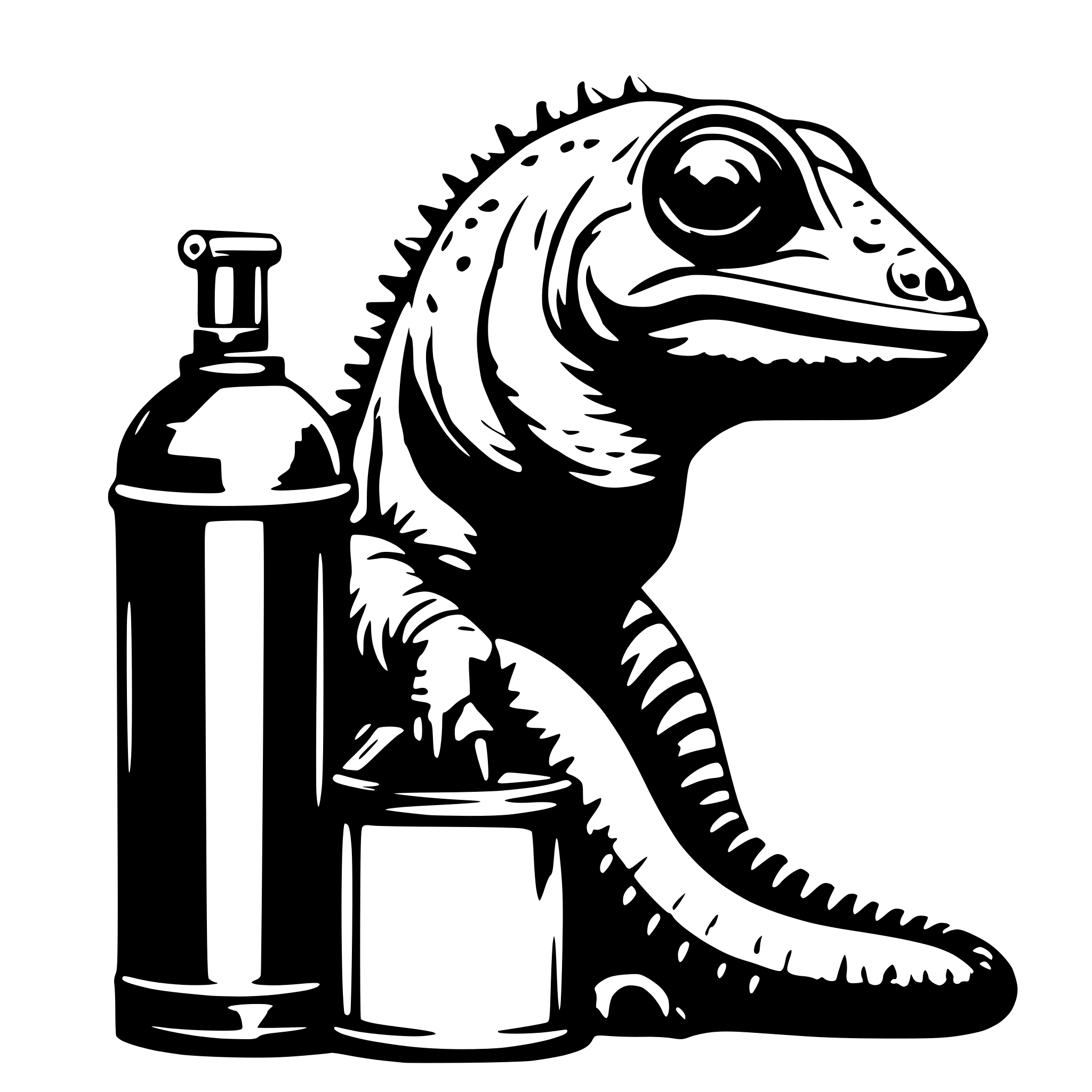 AI-generated SVG of a chameleon with spraycan