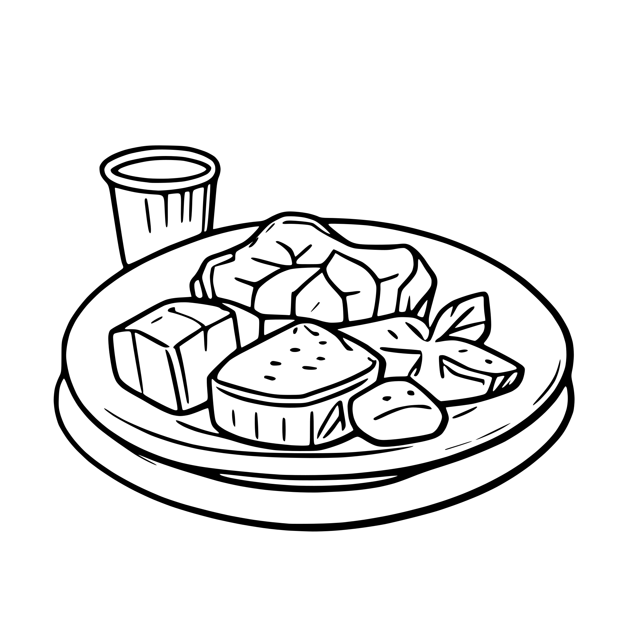 AI-generated SVG of a simple line art of food on a plate