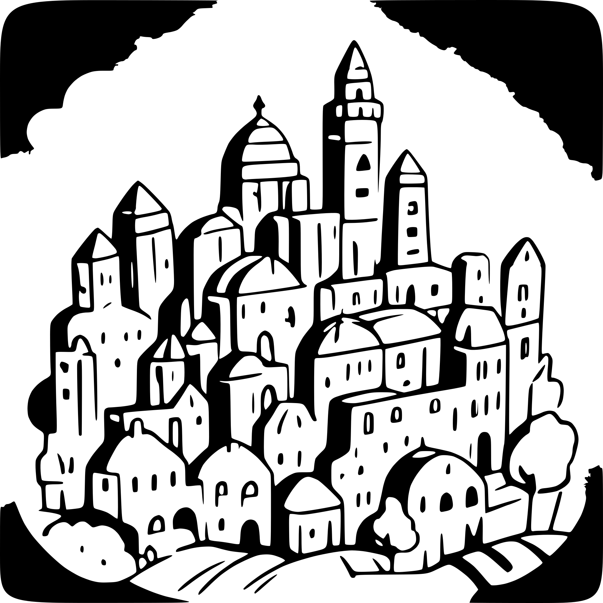 AI-generated SVG of a cute bubbly hub of cities