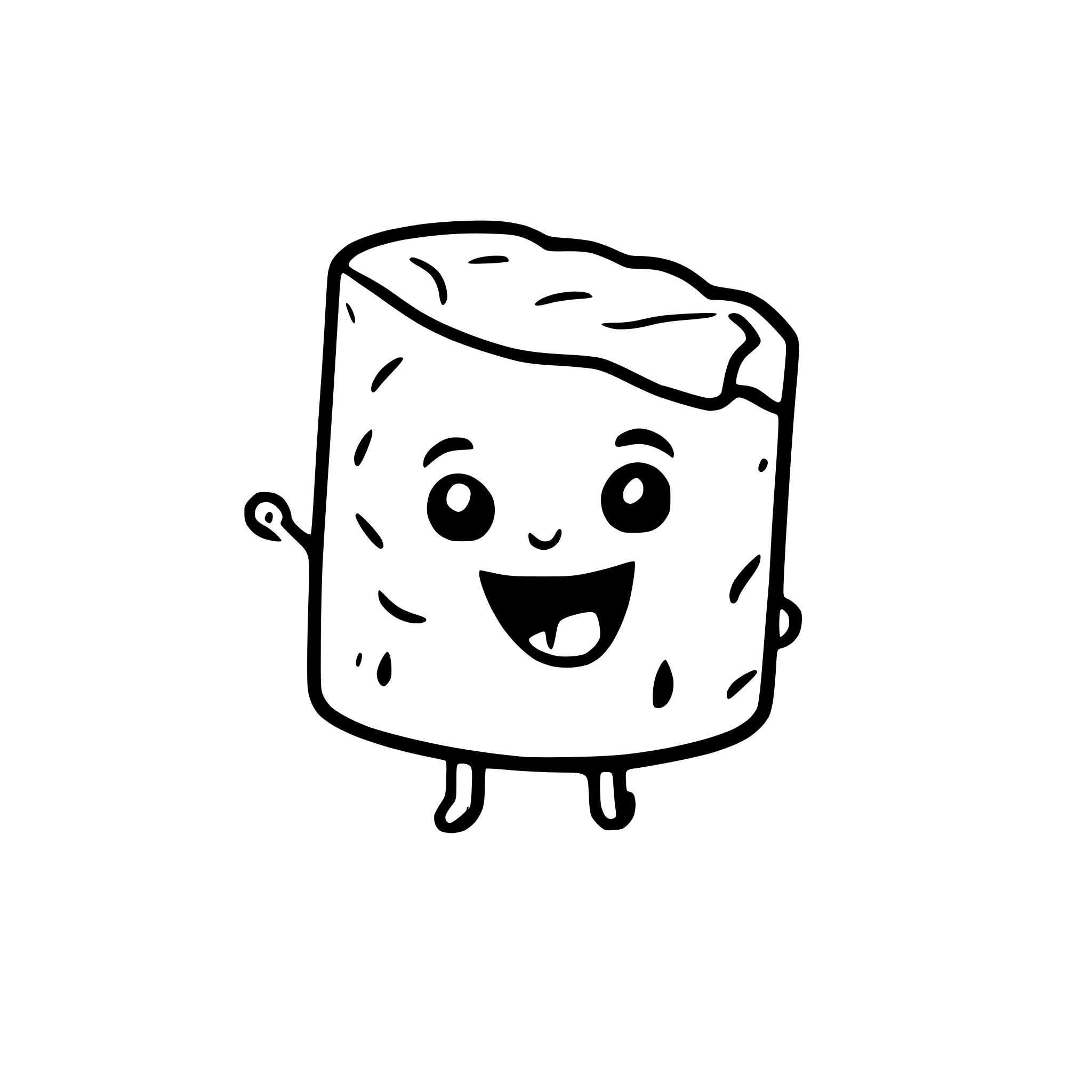 AI-generated SVG of a cartoonish ham and cheese roll. happy, cute, with eyes and mouth and arms and legs