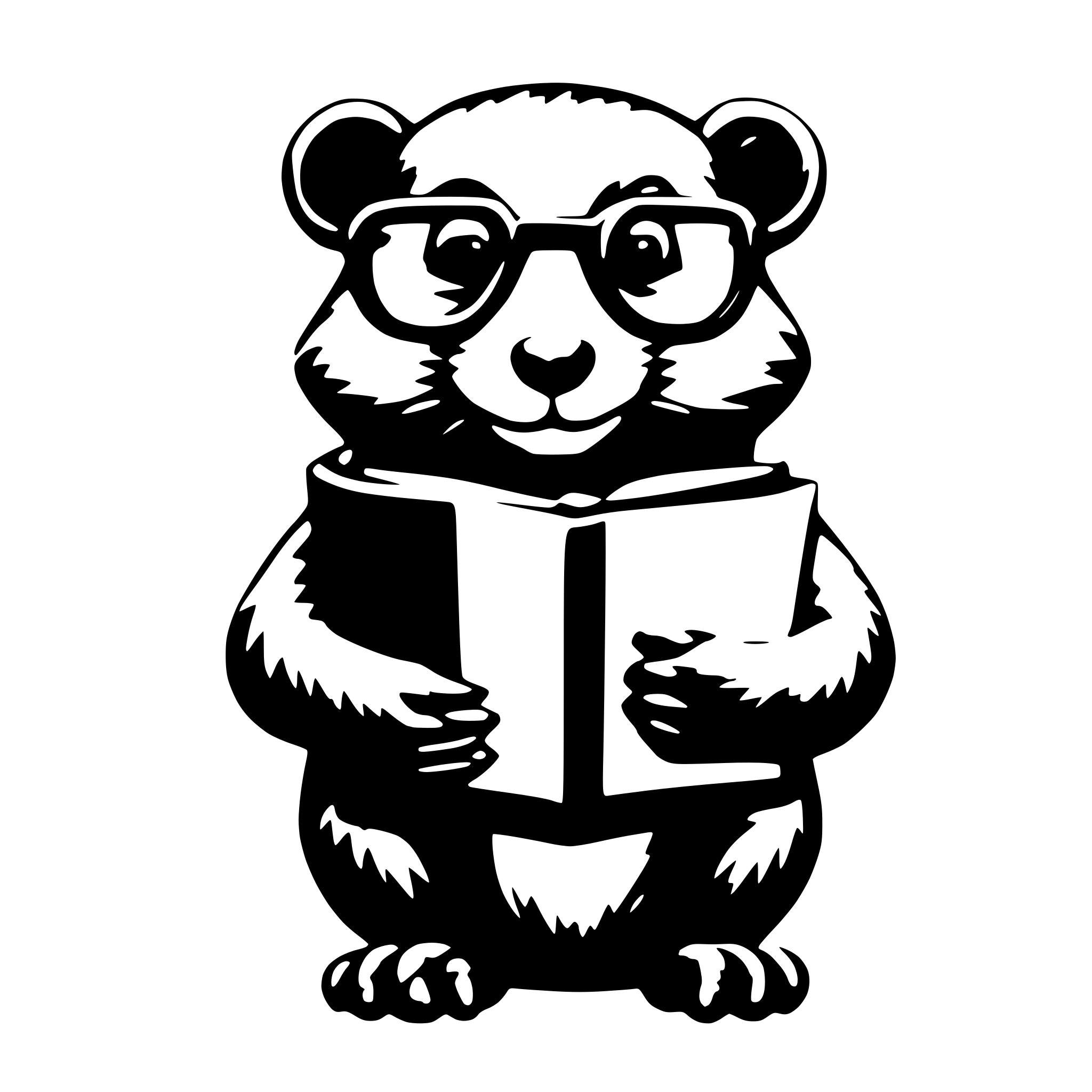 AI-generated SVG of 'beaver holding a book with glasses'