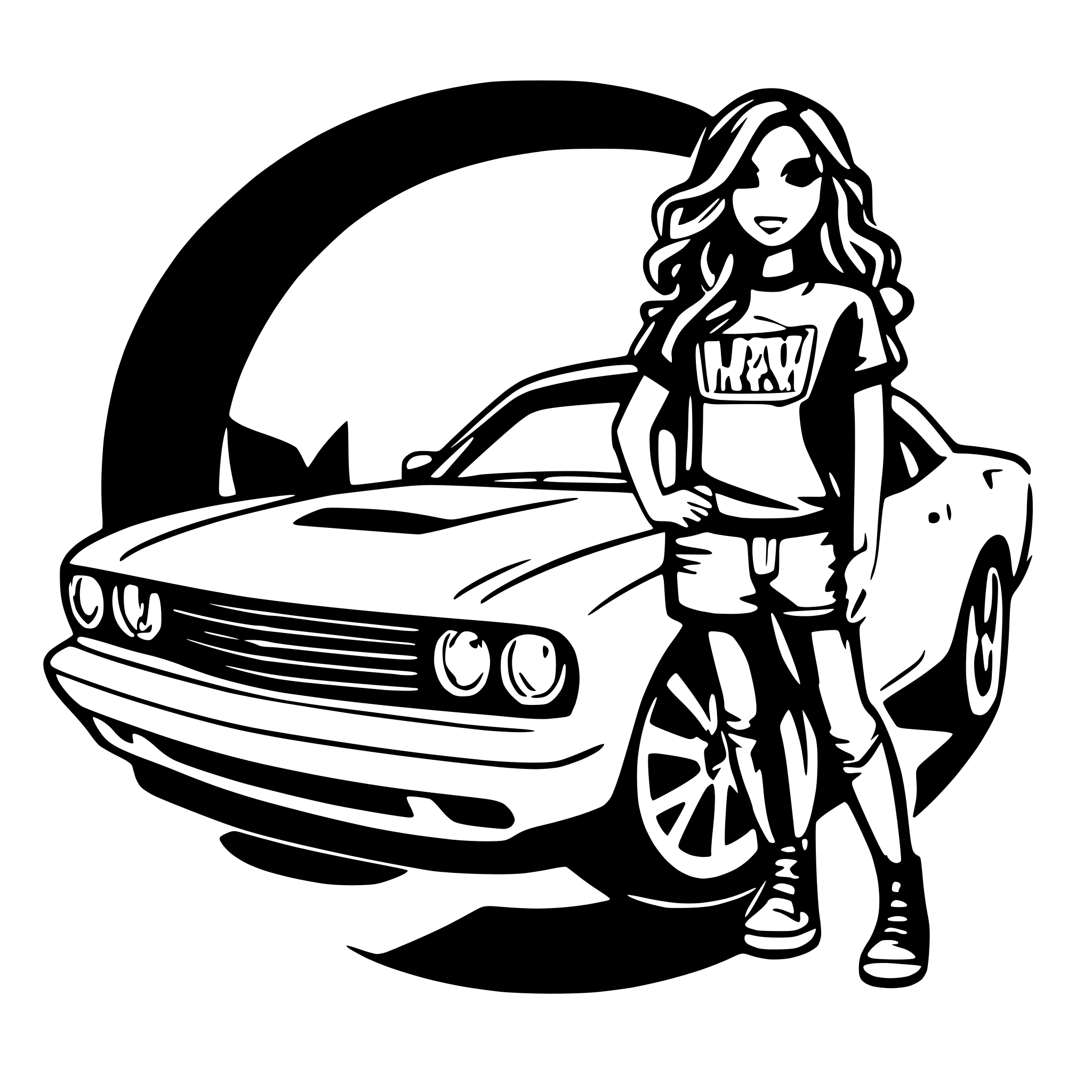 AI-generated SVG of a 2009 dodge challenger rt in graphic t-shirt design
