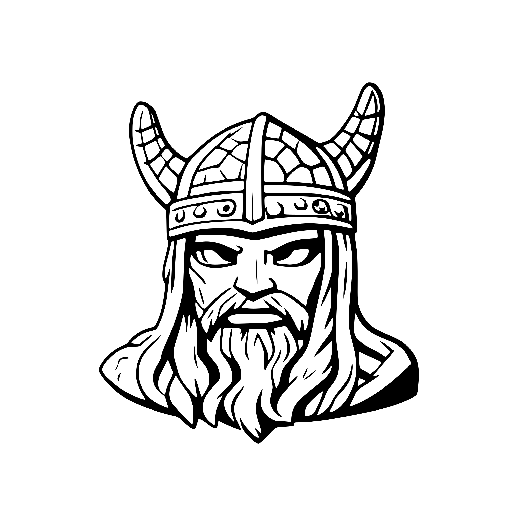 AI-generated SVG of a viking head with helmet facing forward