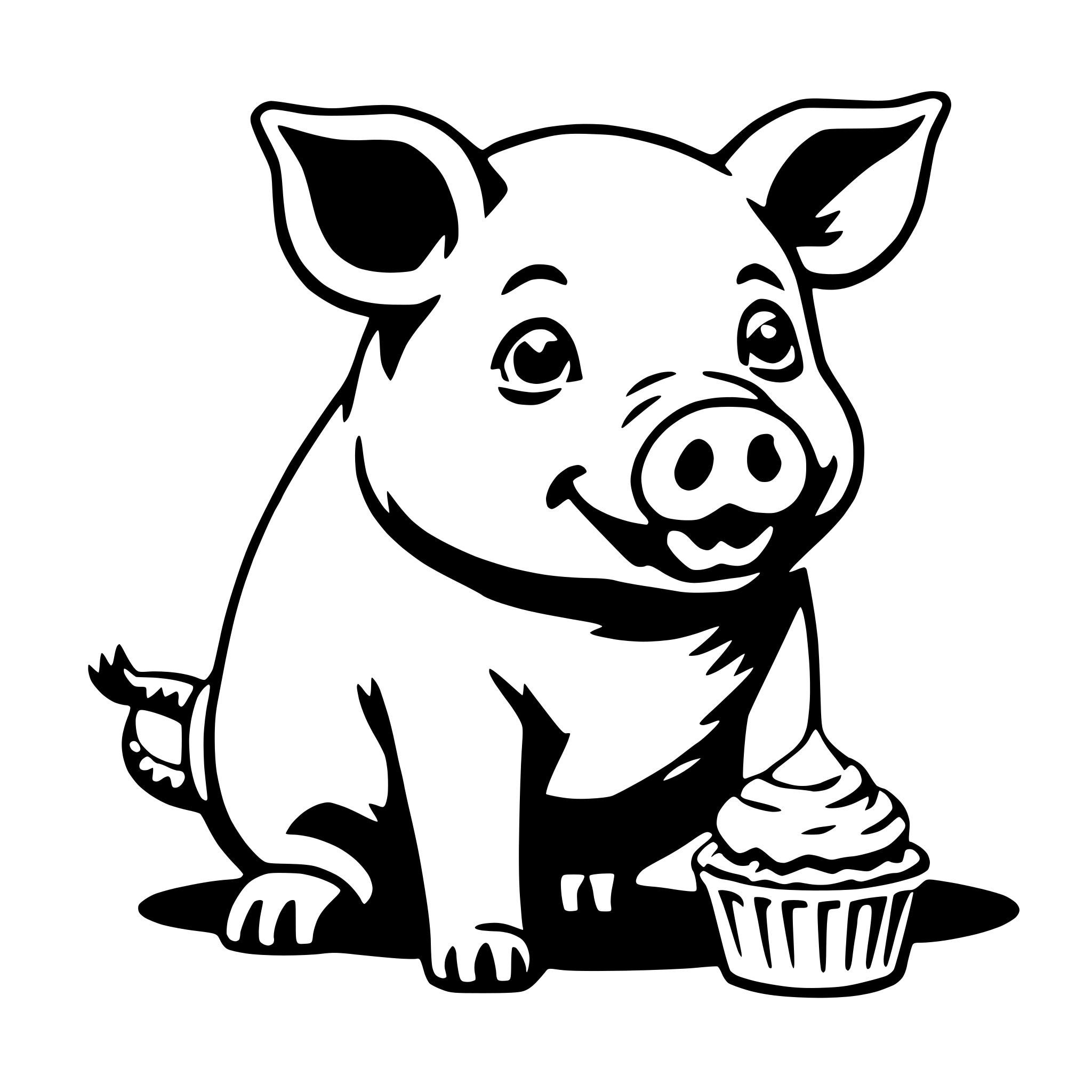 AI-generated SVG of 'pig with cupcake'