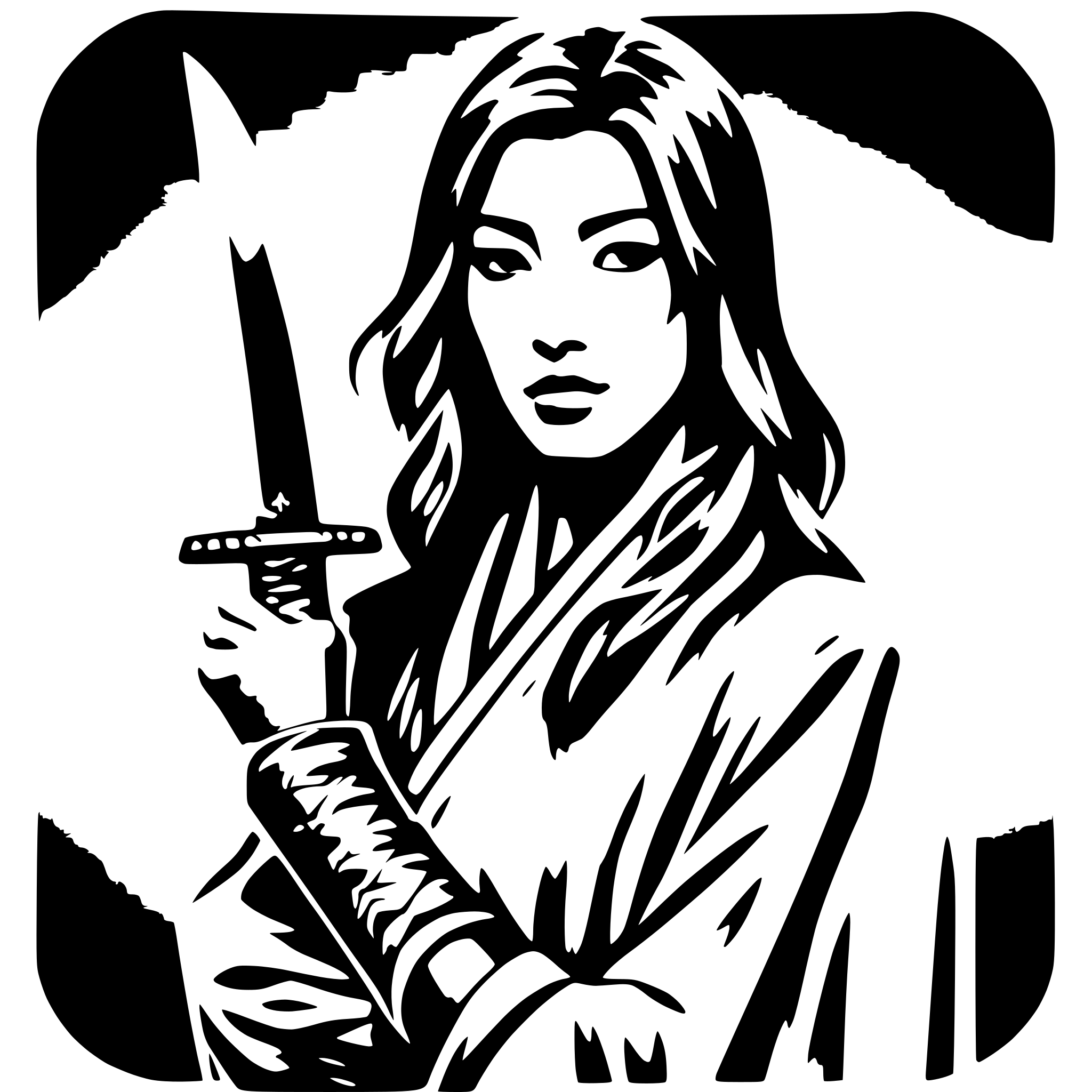 AI-generated SVG of 'Dichen Lachman in samurai robe, holds knife'