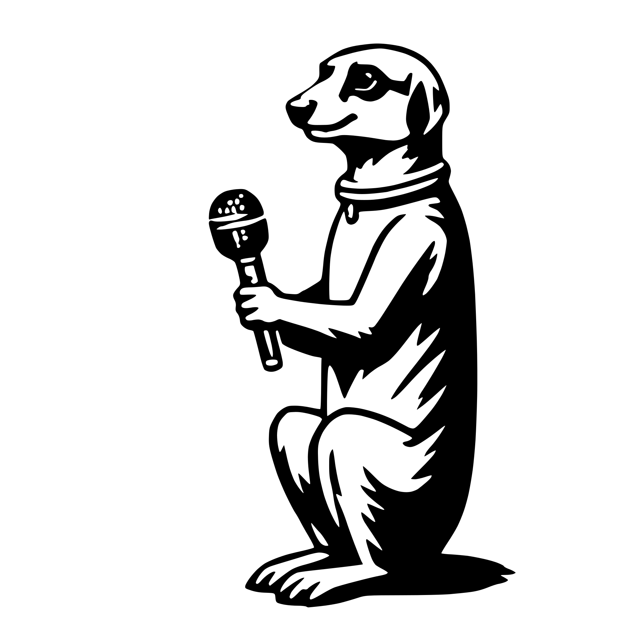 AI-generated SVG of 'meerkat with microphone'
