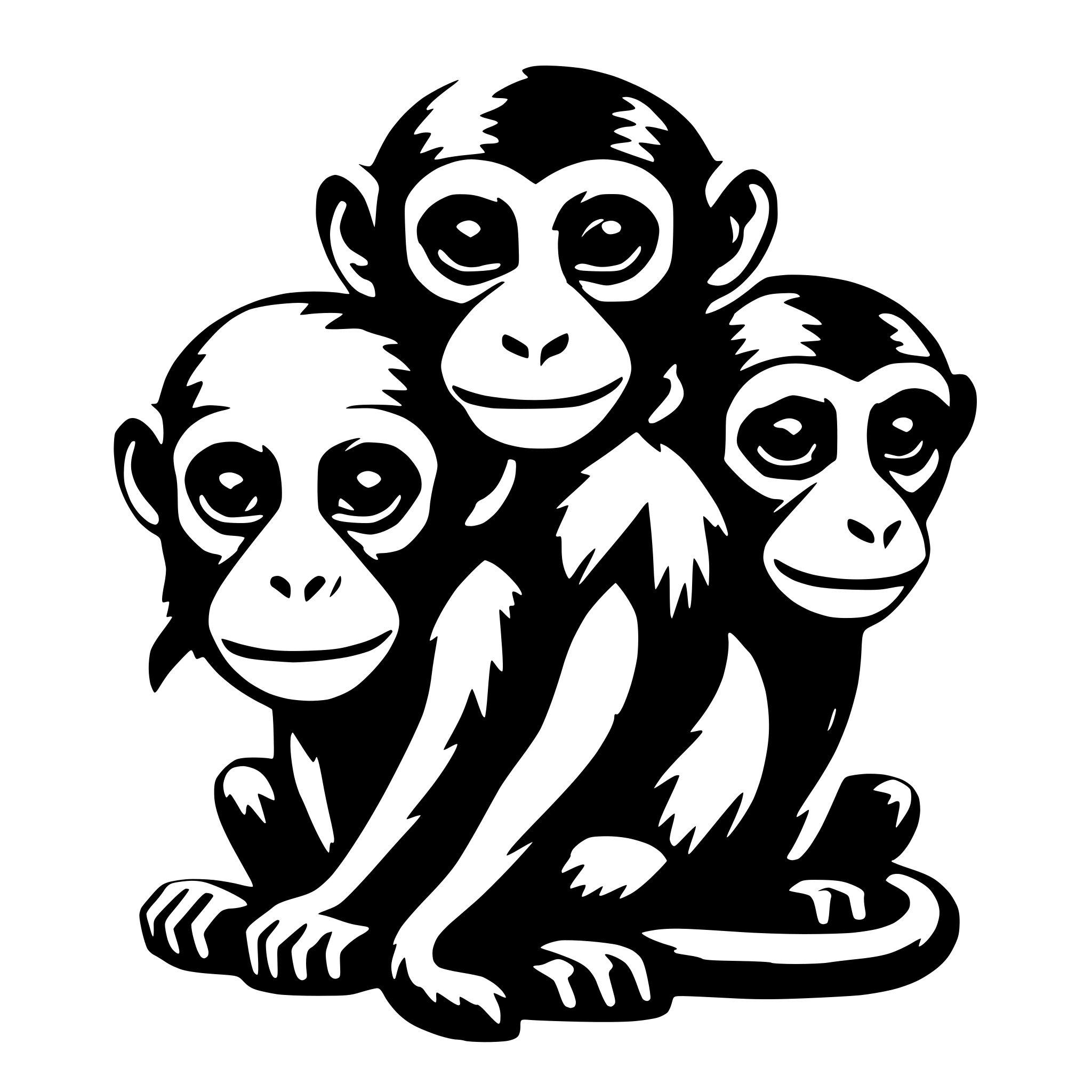 AI-generated SVG of a Three headed monkey