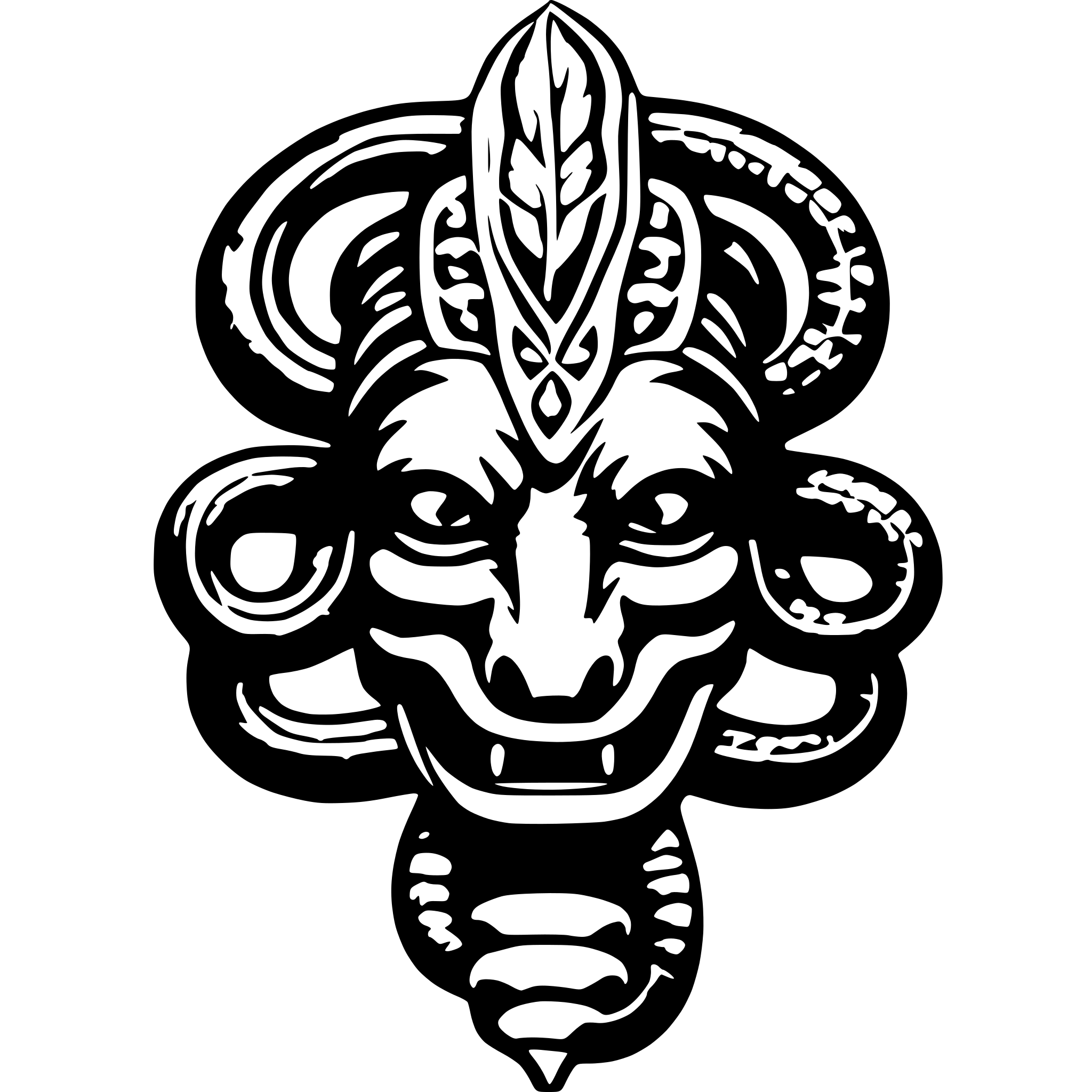 AI-generated SVG of a Old oriental snake-sage mask
