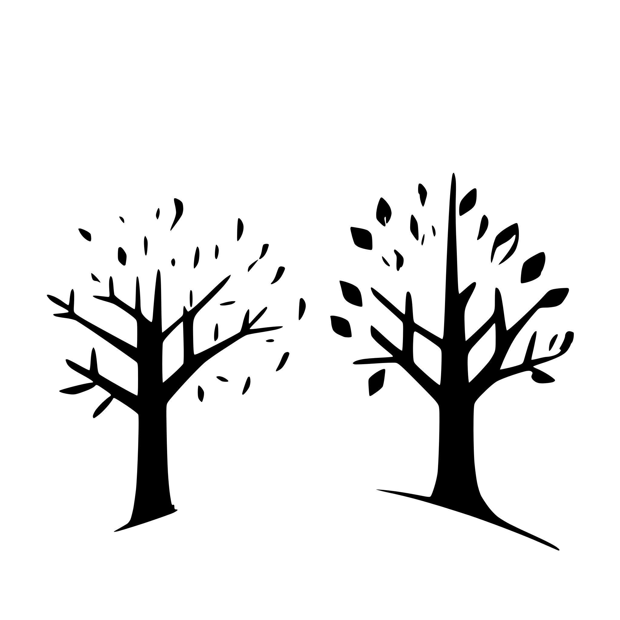 AI-generated SVG of 'snowflakes falling on trees'