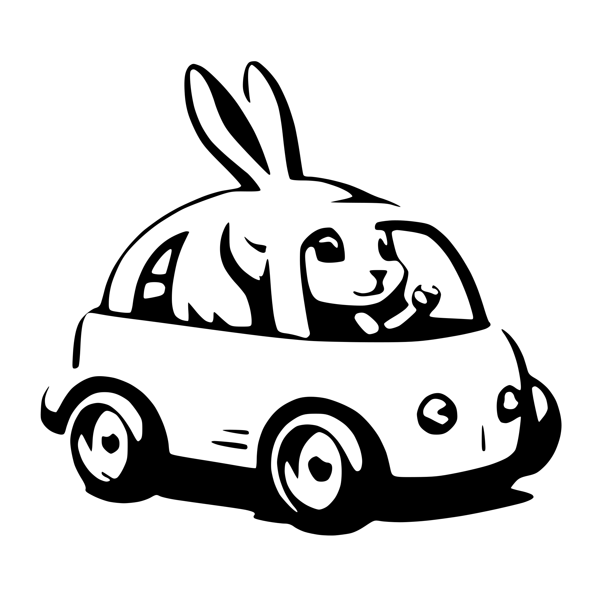 AI-generated SVG of 'Cute bunny driving carrot car'