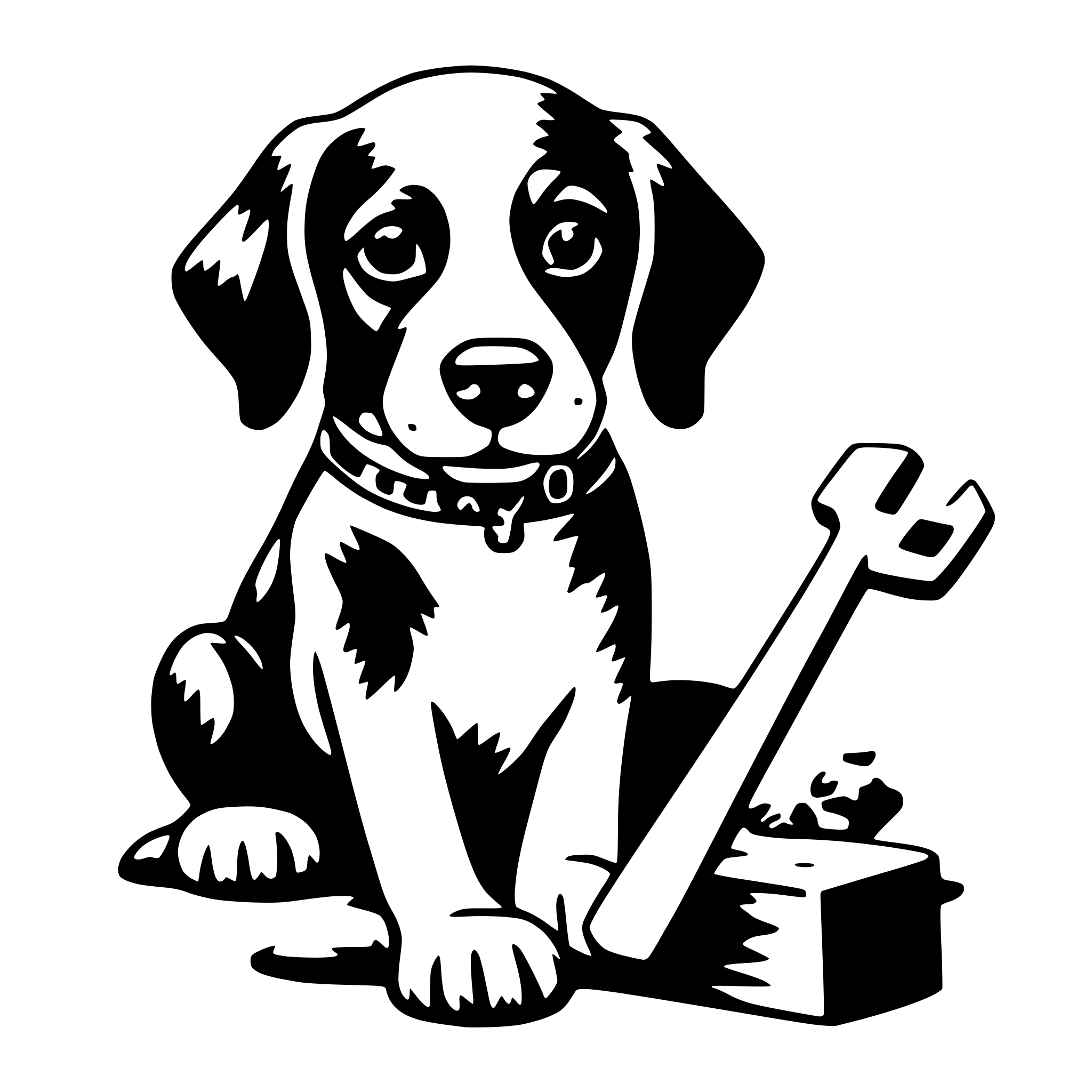 AI-generated SVG of a dog with bone