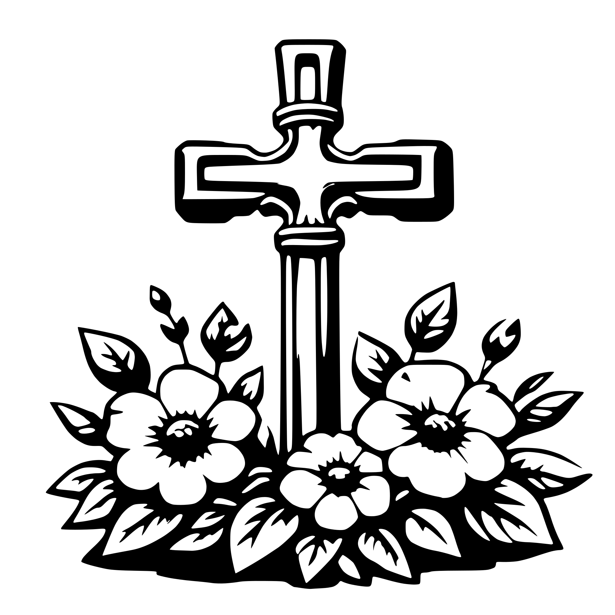 AI-generated SVG of 'cross with flowers'