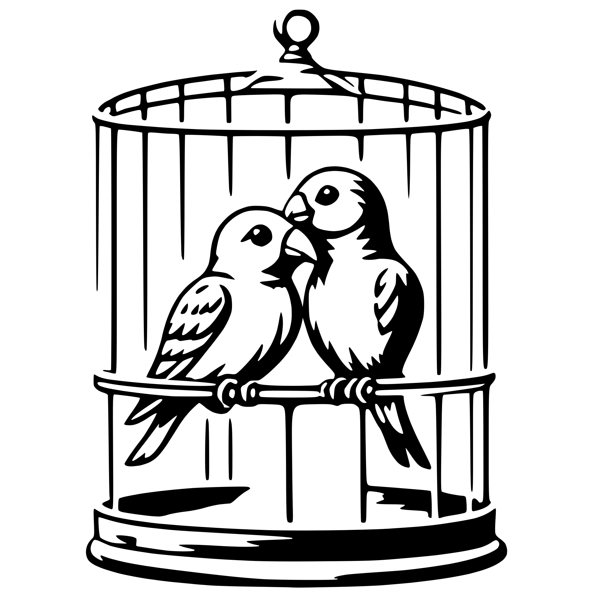 AI-generated SVG of a lovebirds in cage
