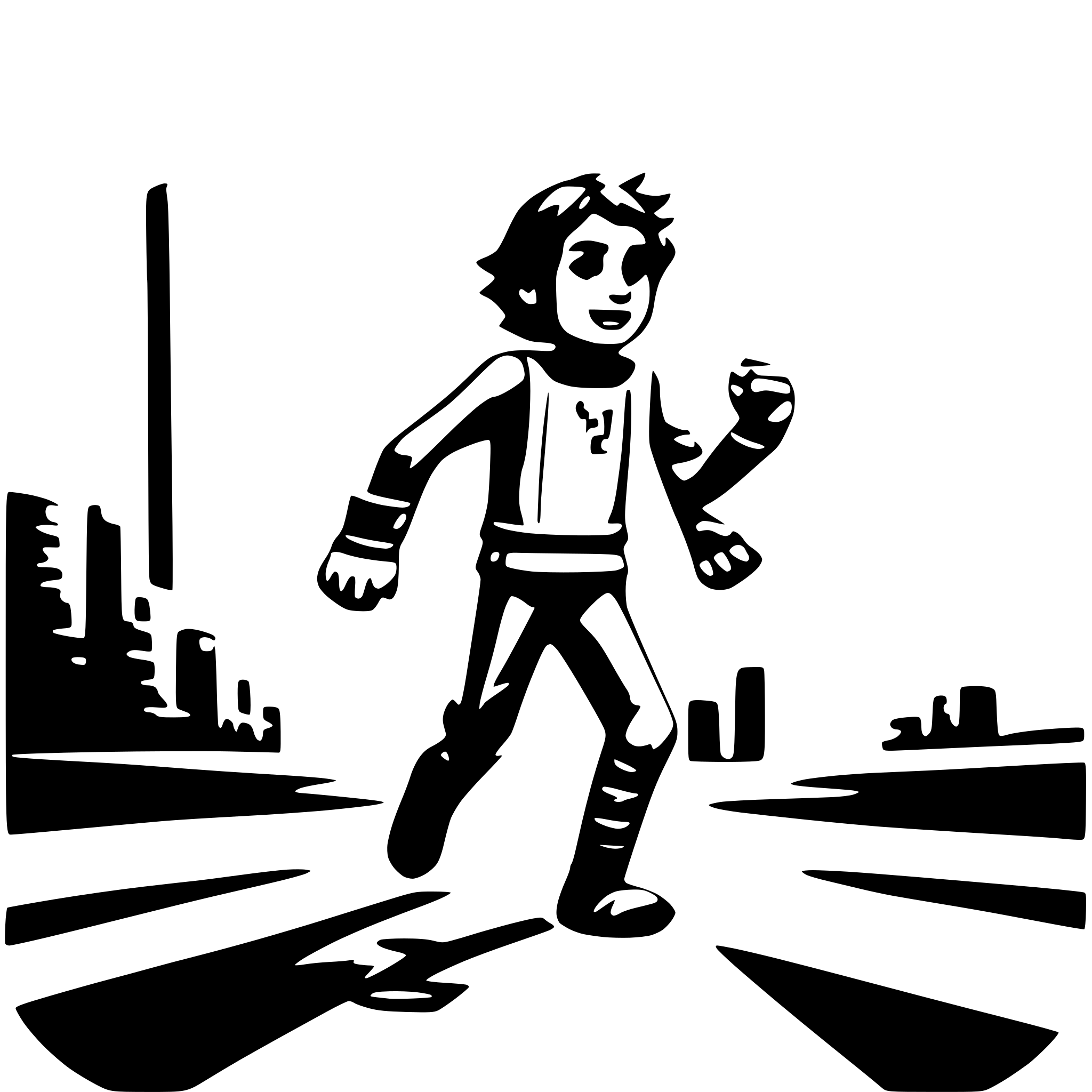 AI-generated SVG of 'A pixel boy running from left to right'