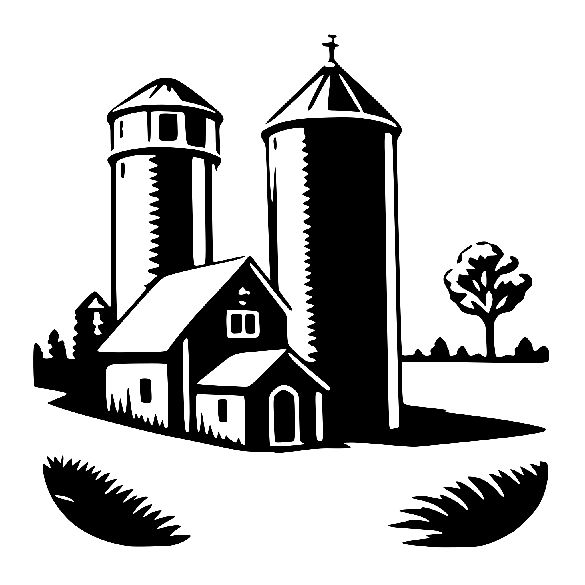 AI-generated SVG of a barn and silo