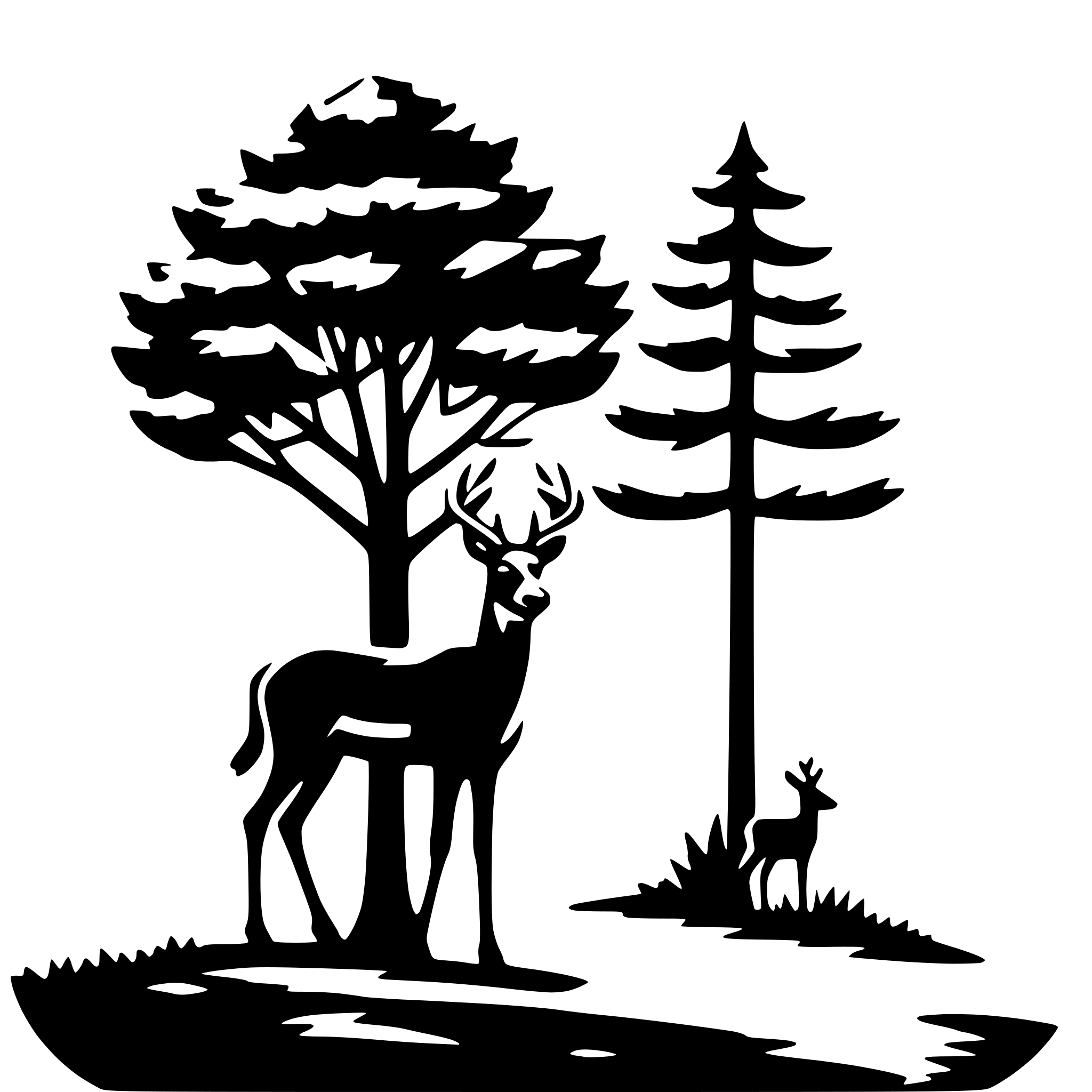 AI-generated SVG of 'pine tree and deer'