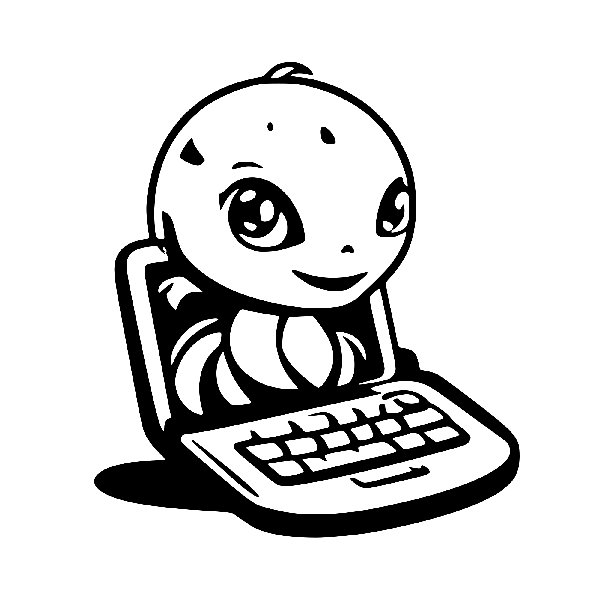 AI-generated SVG of a create a svg logo icon of a cartoon sea creature that is using a computer. This will serve as a mascot for a company.