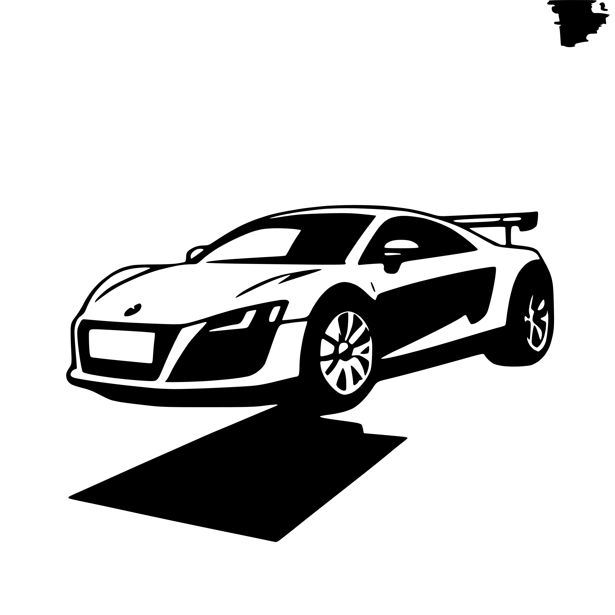 AI-generated SVG of 'Audi r8 as a drawing to color in. Without Logos.'
