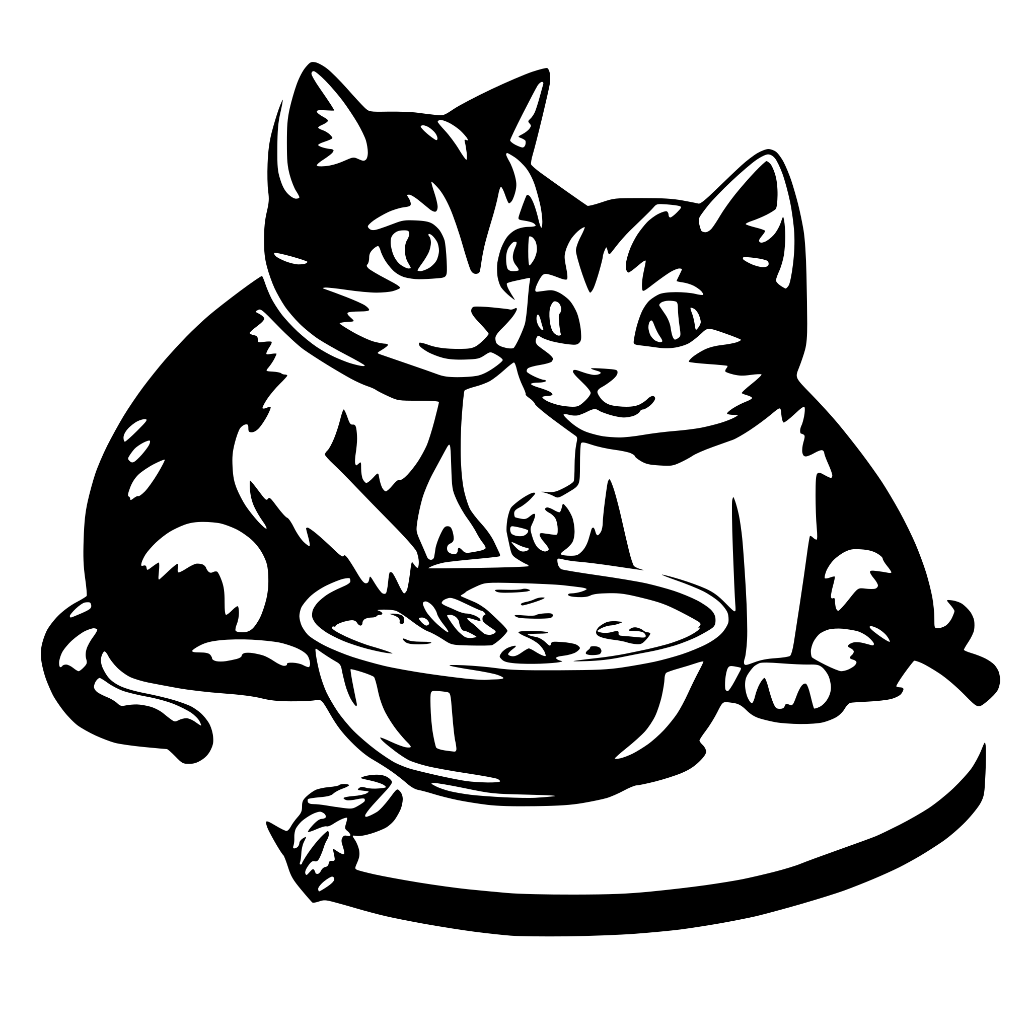 AI-generated SVG of 'kitties eating soup'