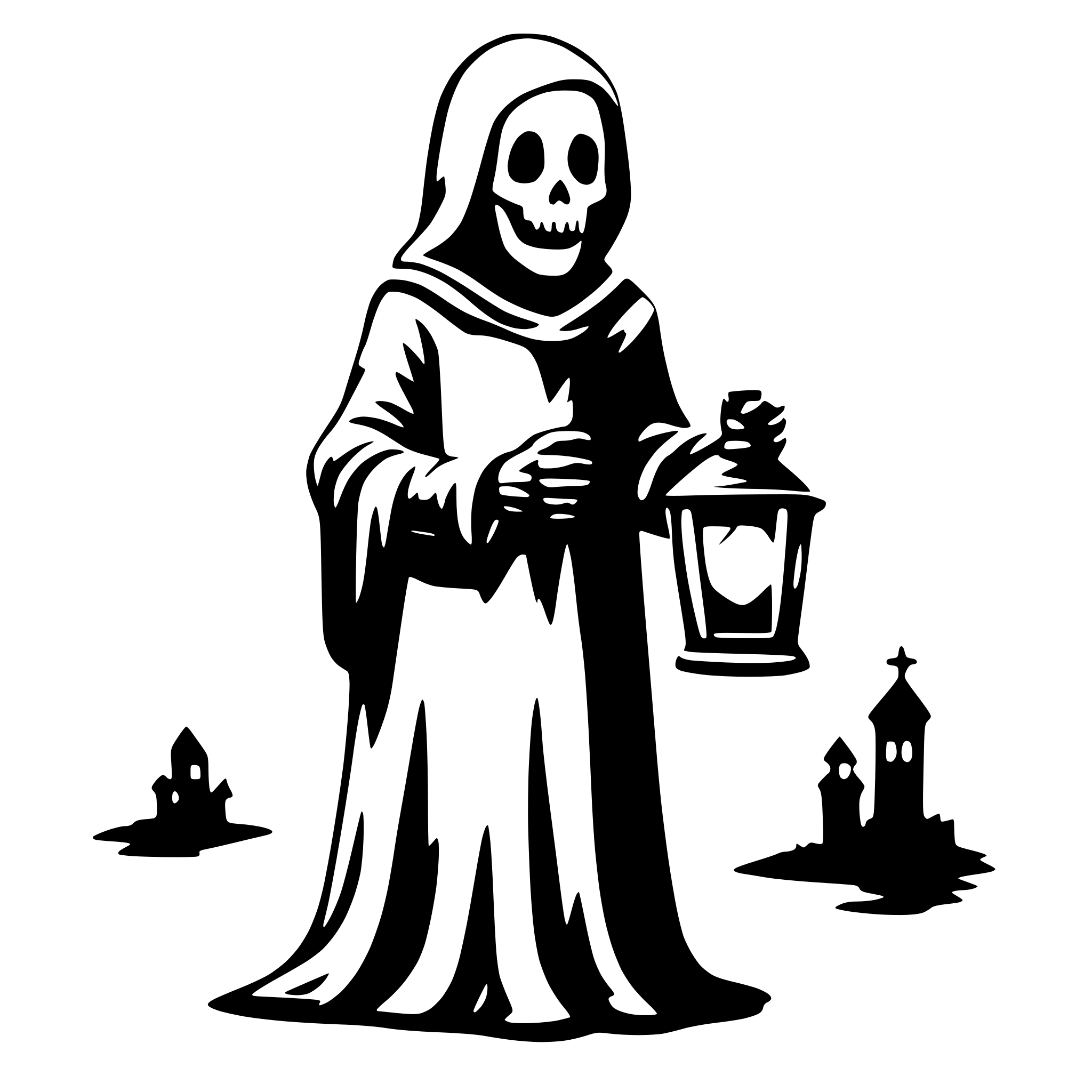 AI-generated SVG of a ghost with a latern in the hand
