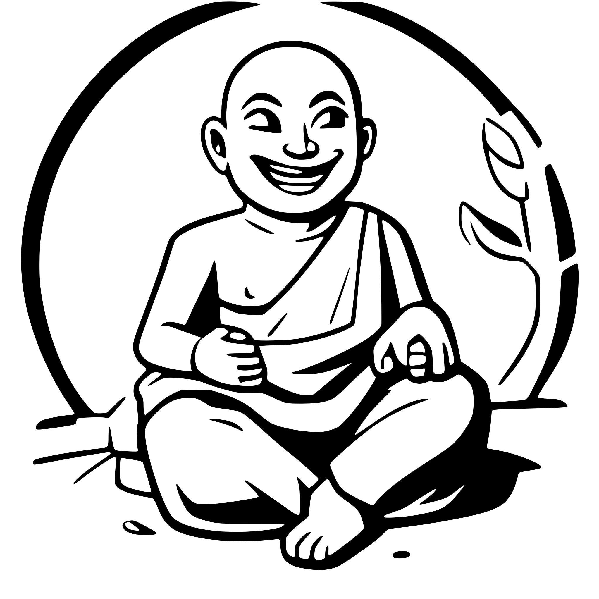AI-generated SVG of a Generate a happy laughing Buda sitting there and showing off his big belly.