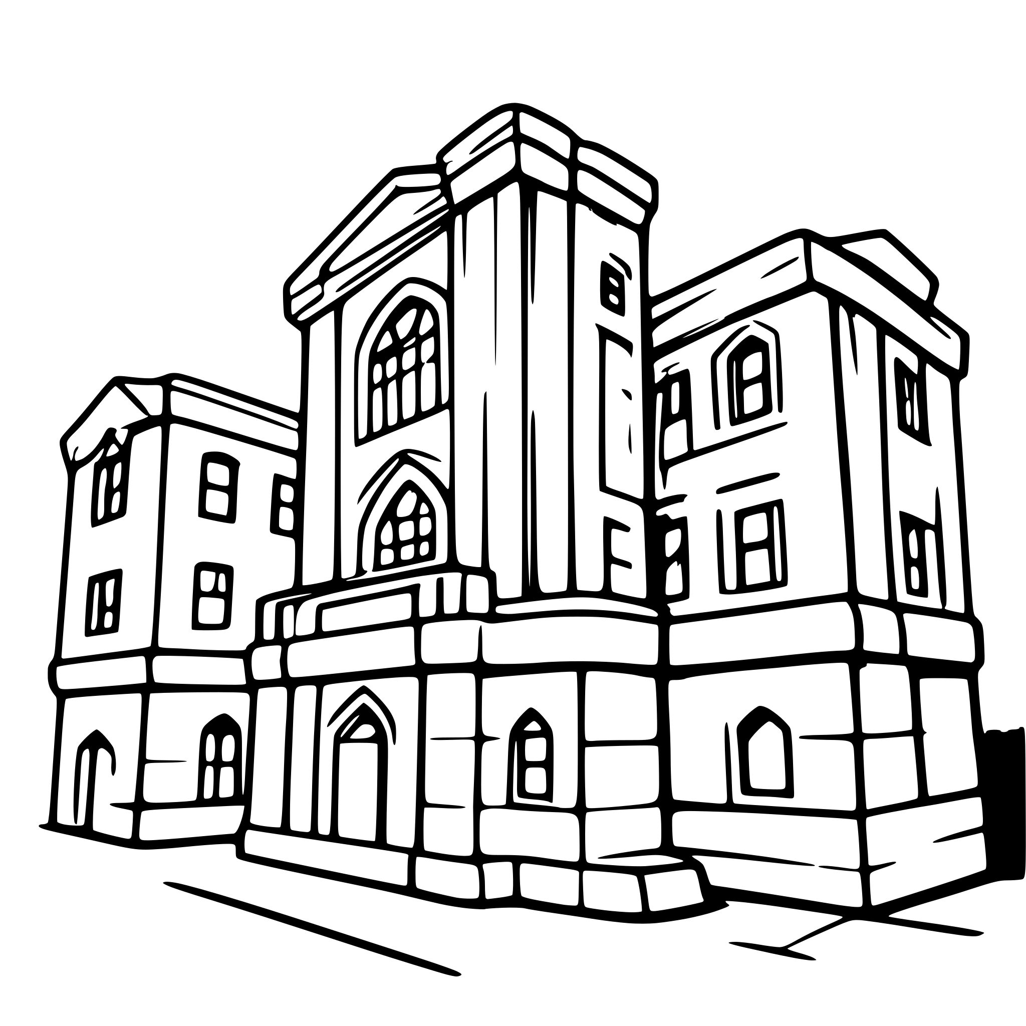 AI-generated SVG of a university building big