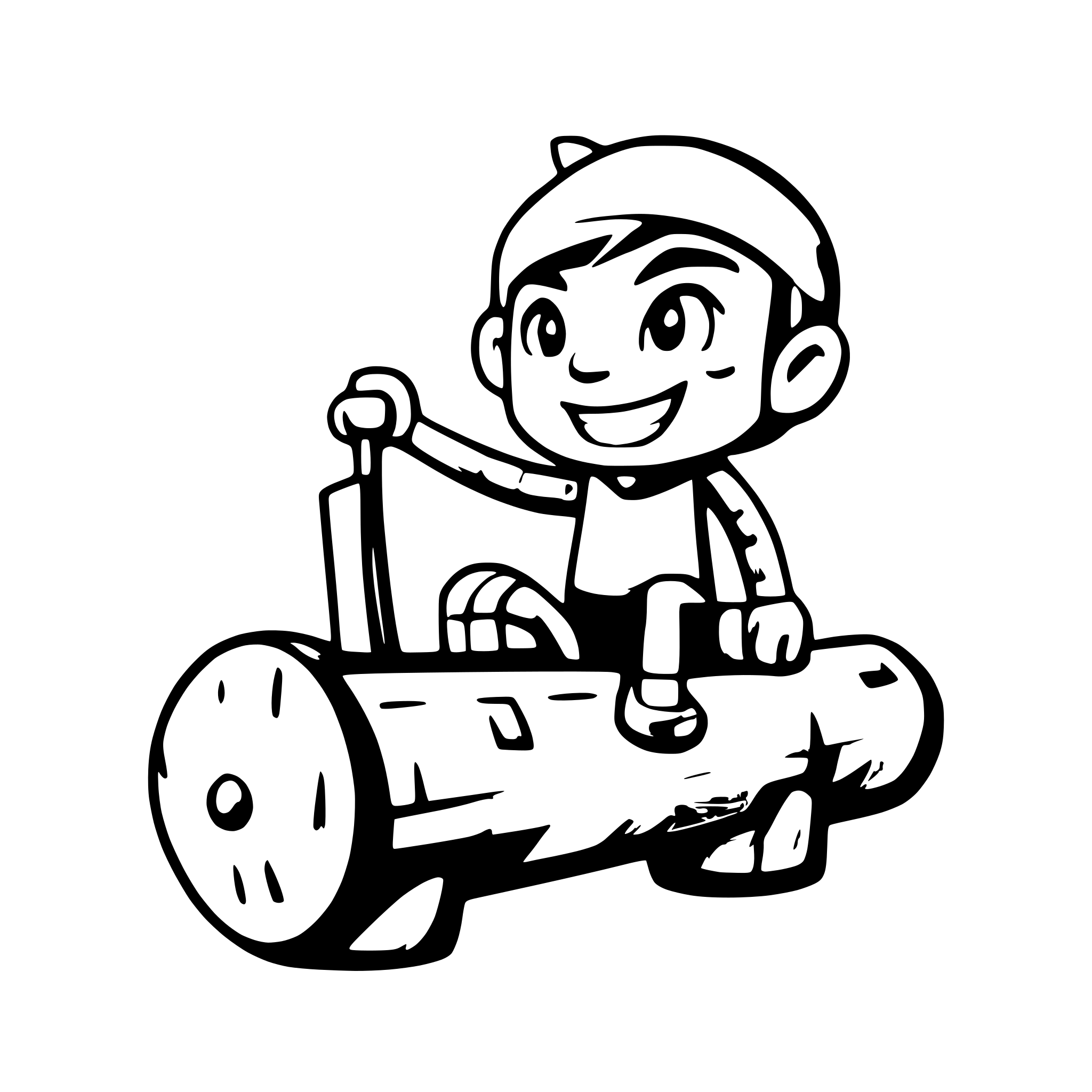 AI-generated SVG of a a cartoon character pushing a log
