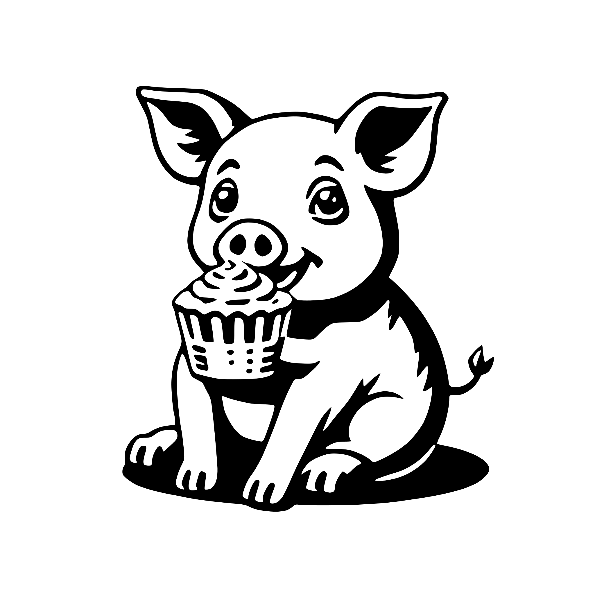 AI-generated SVG of 'pig with cupcake'