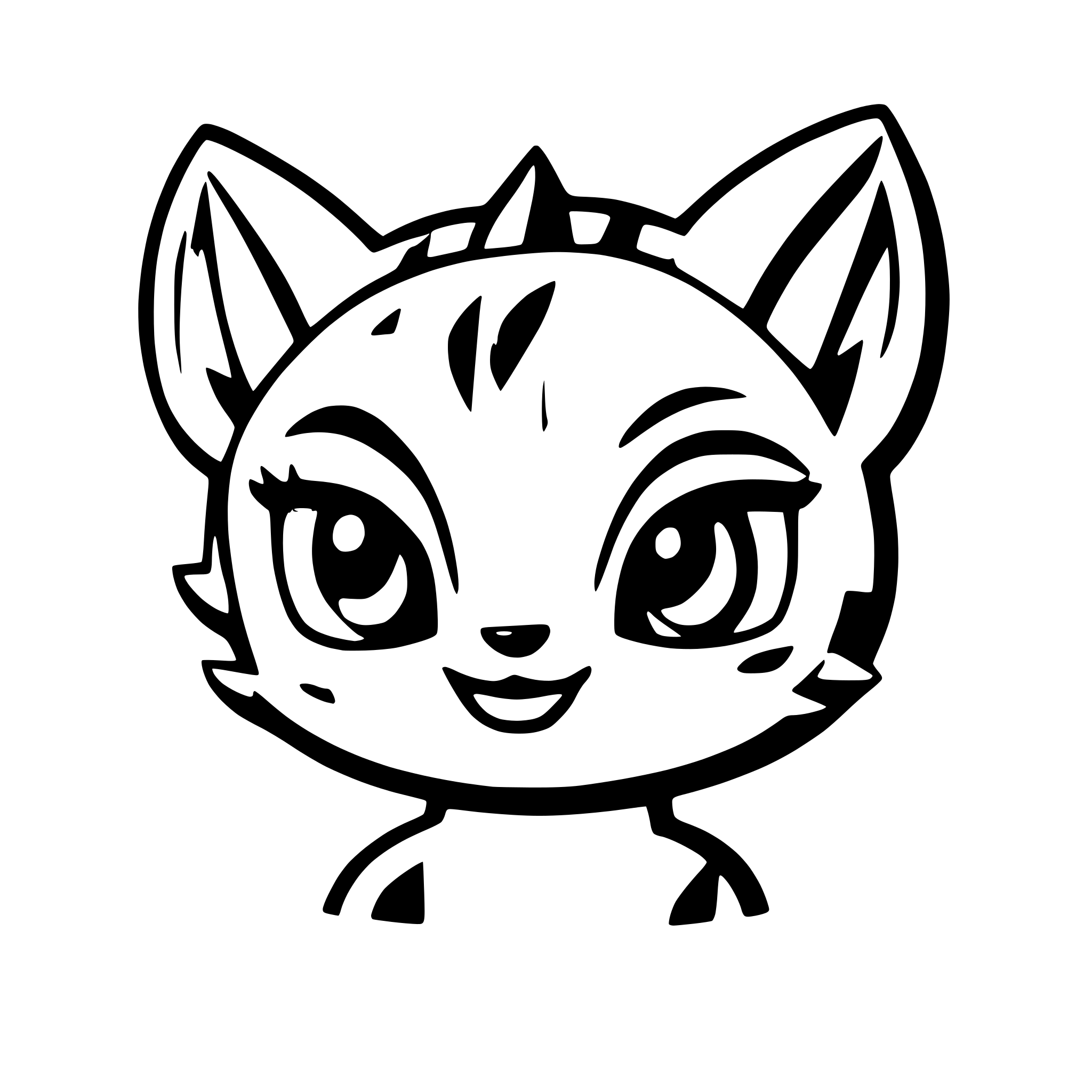 AI-generated SVG of a simplified baby lynx face cute with big black eye and cartoon style