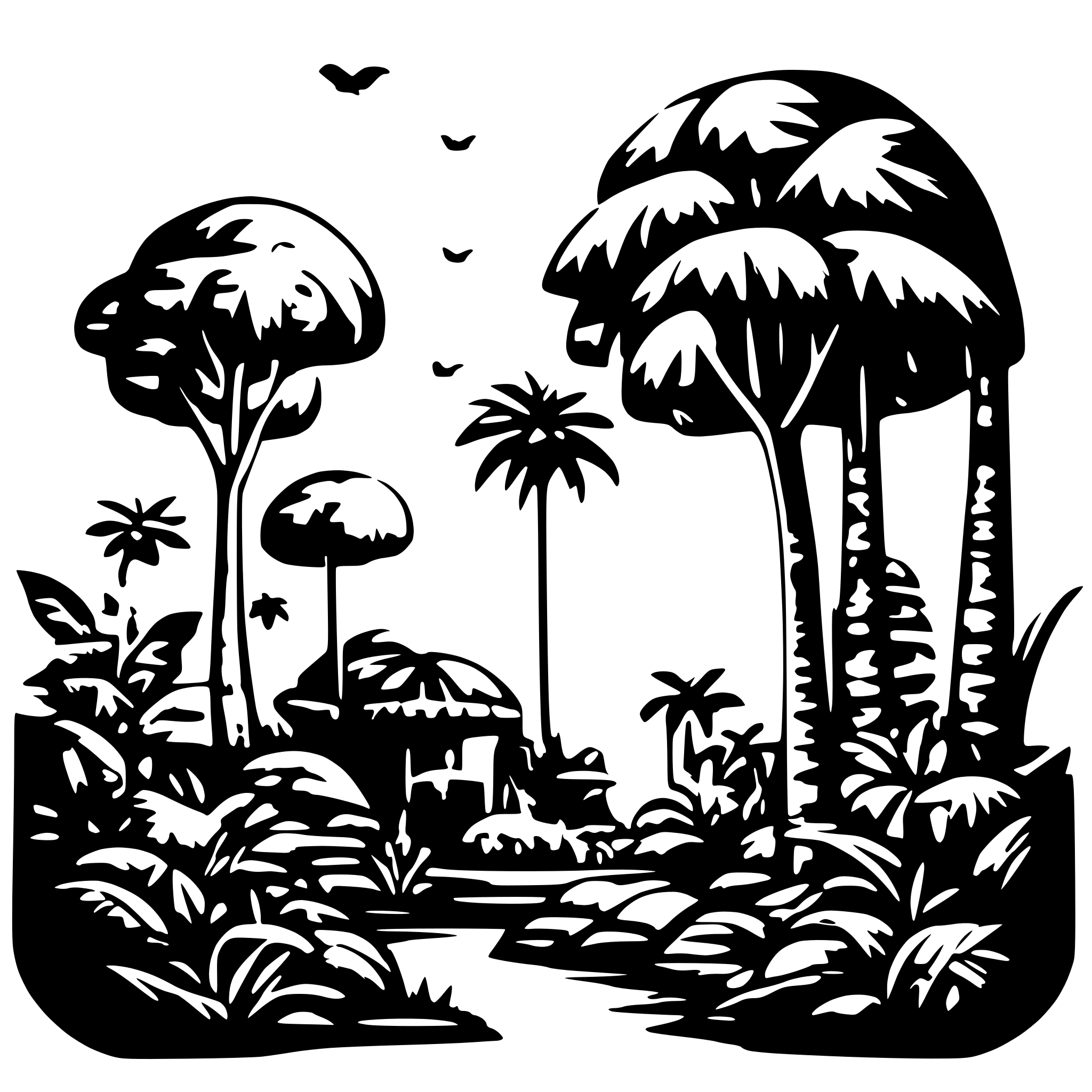 AI-generated SVG of a jungle animals ecosystem