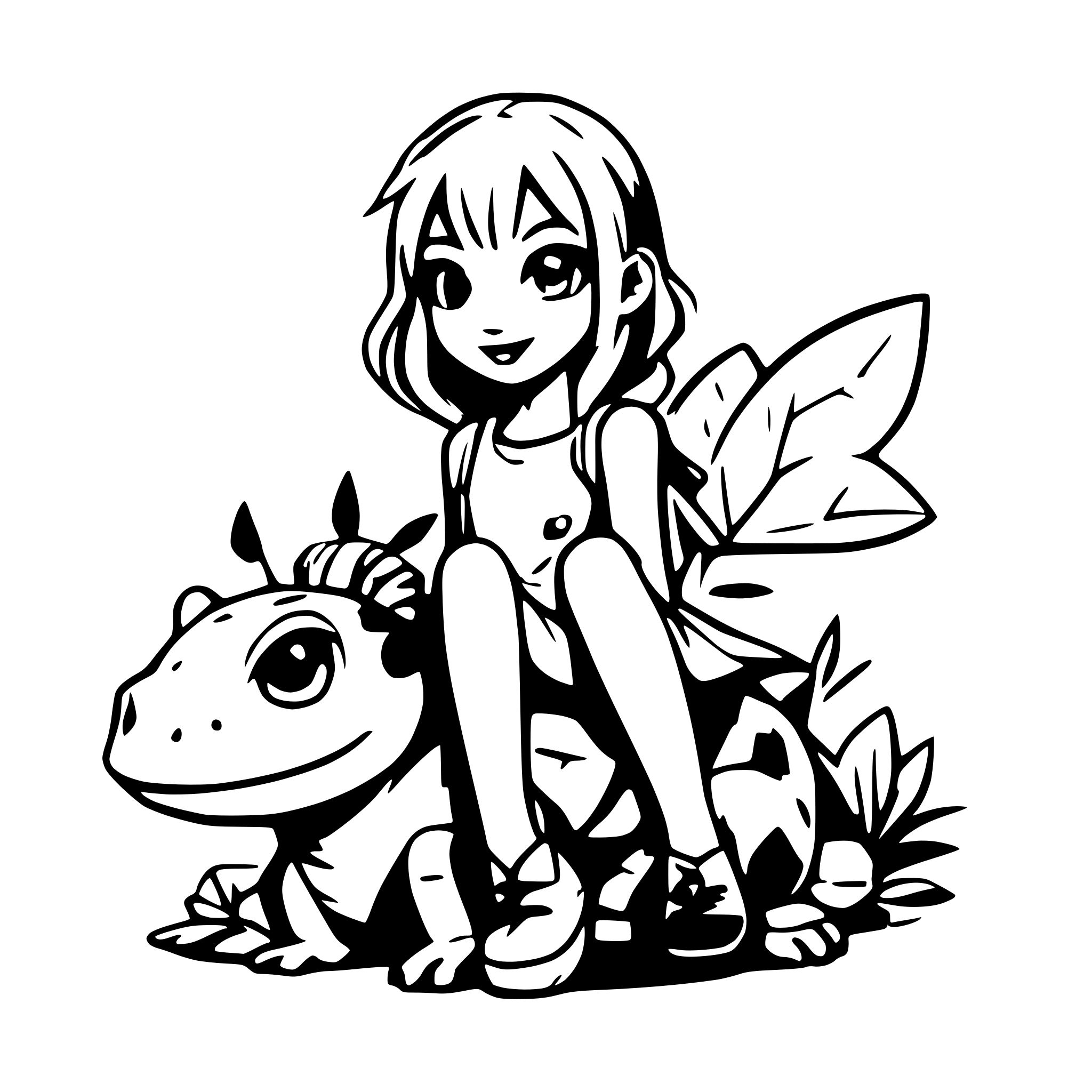 AI-generated SVG of a A fairy sitting on a toad