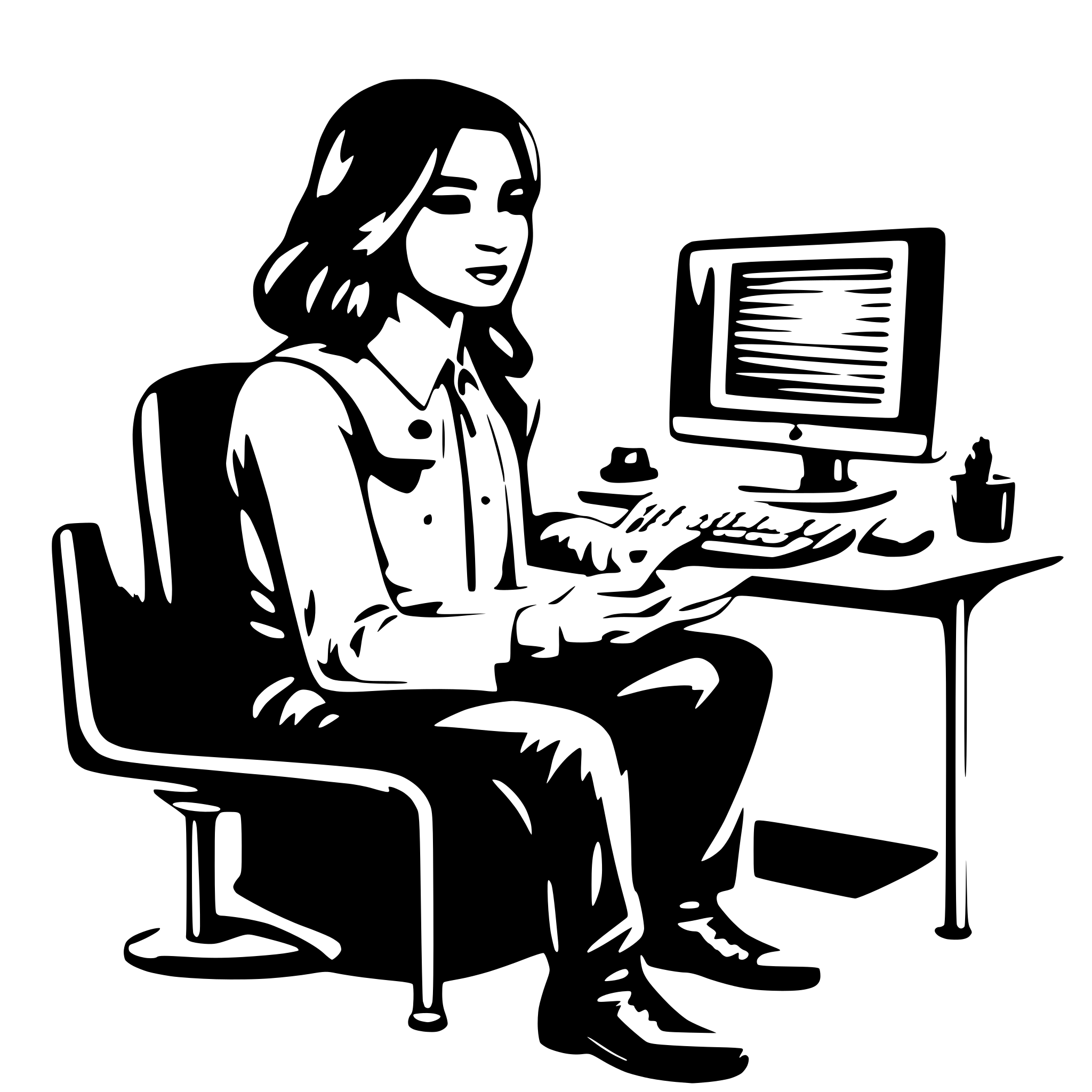 AI-generated SVG of a seseorang duduk di depan komputer dengan ekspresi bingung. AI-generated SVG of a seseorang duduk di depan komputer dengan ekspresi bingung.