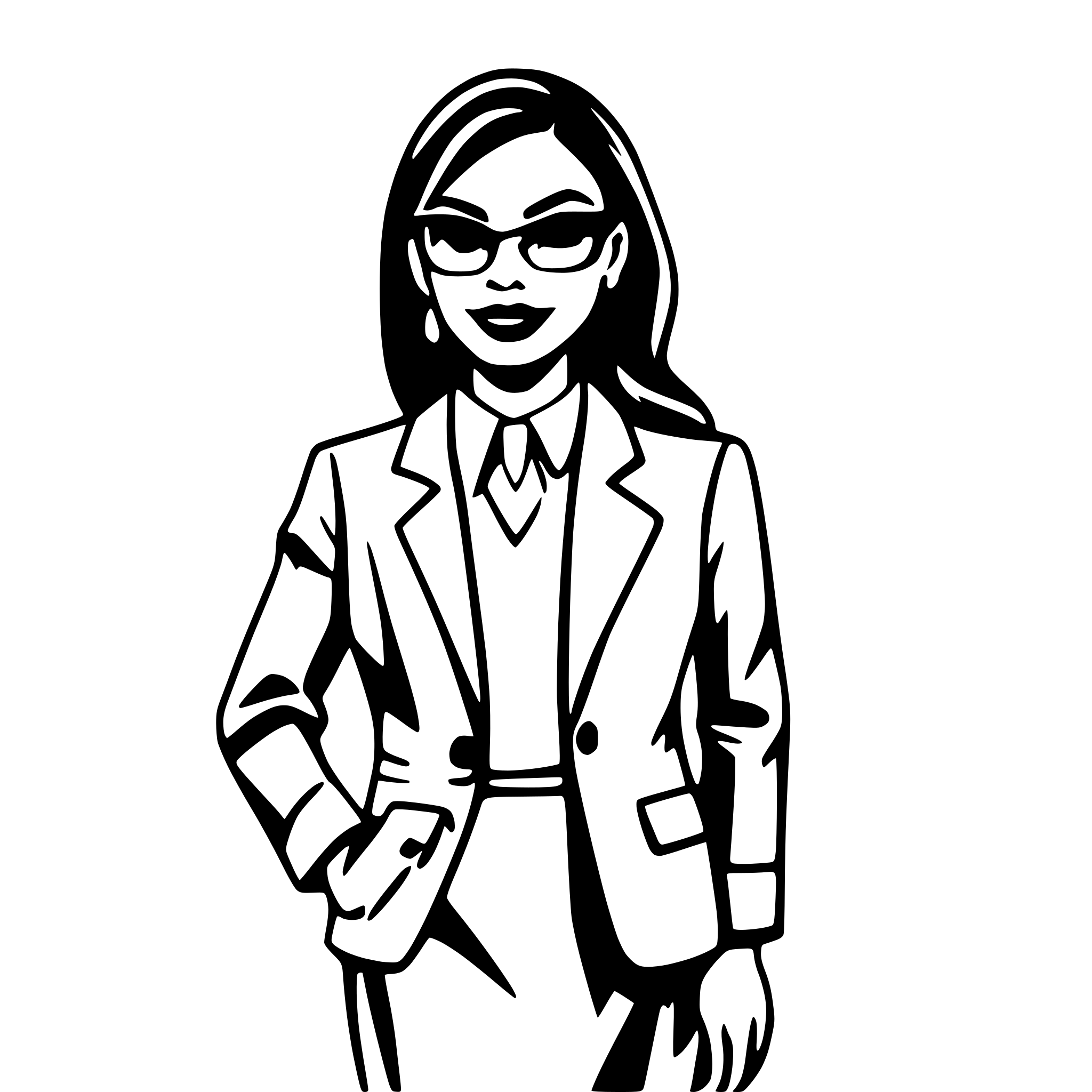 AI-generated SVG of a pop art, comic-style woman of indigenous descent in business casual attire
