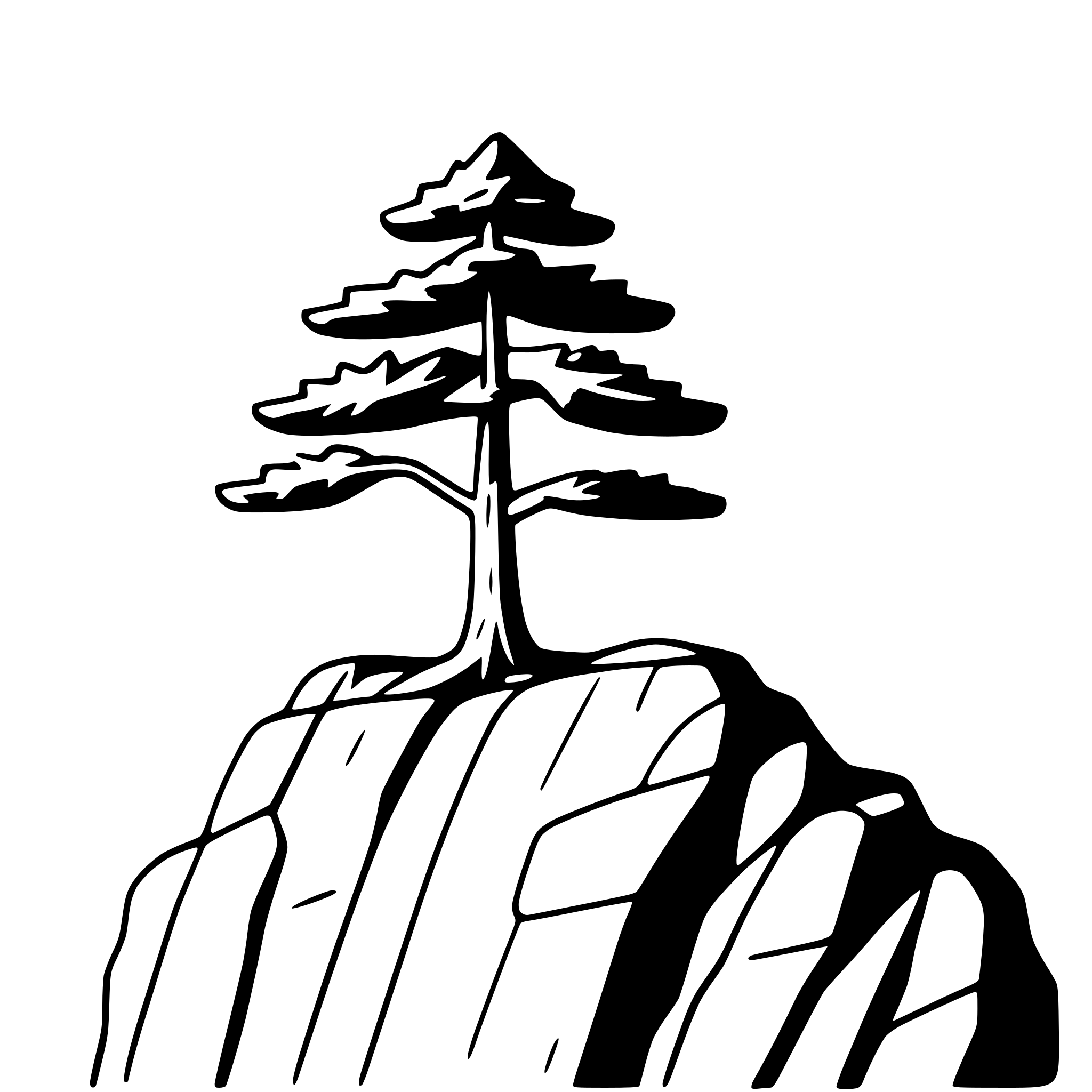 AI-generated SVG of a pine tree on cliff edge