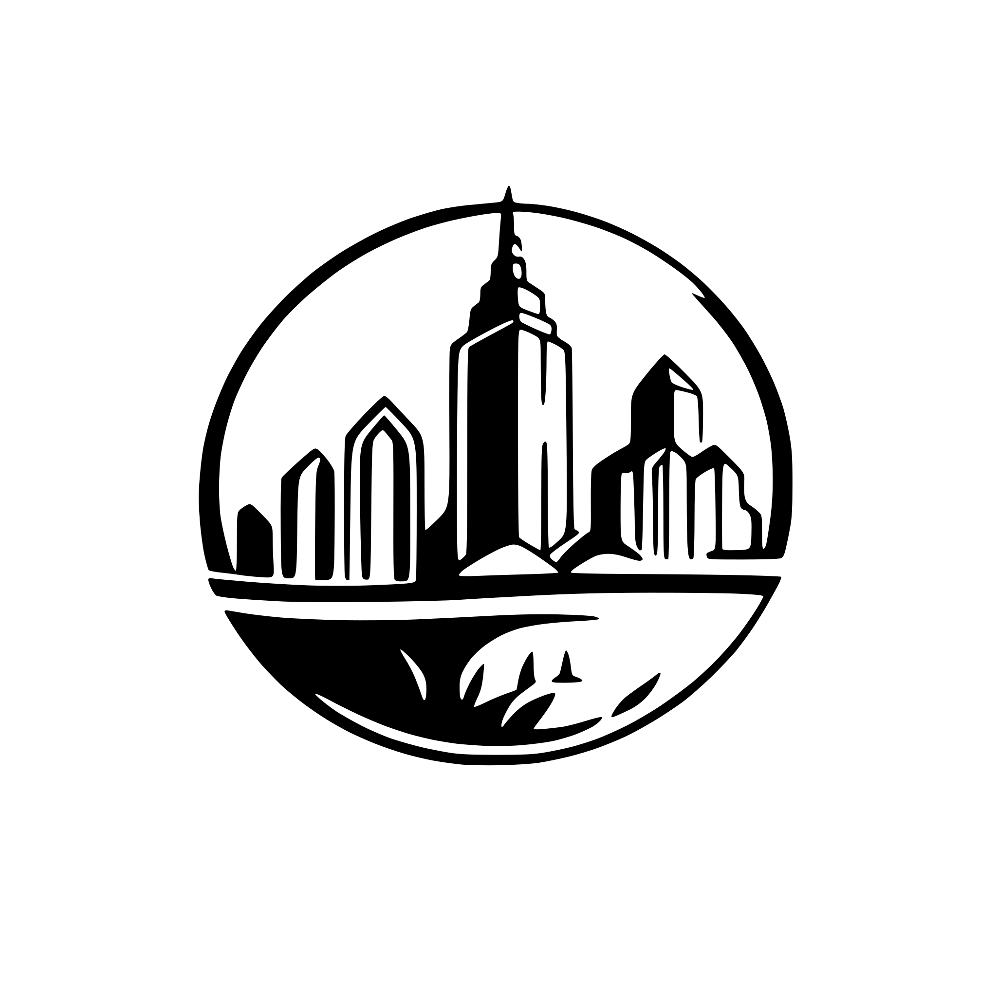 AI-generated SVG of a Riga skyline silhouette logo style