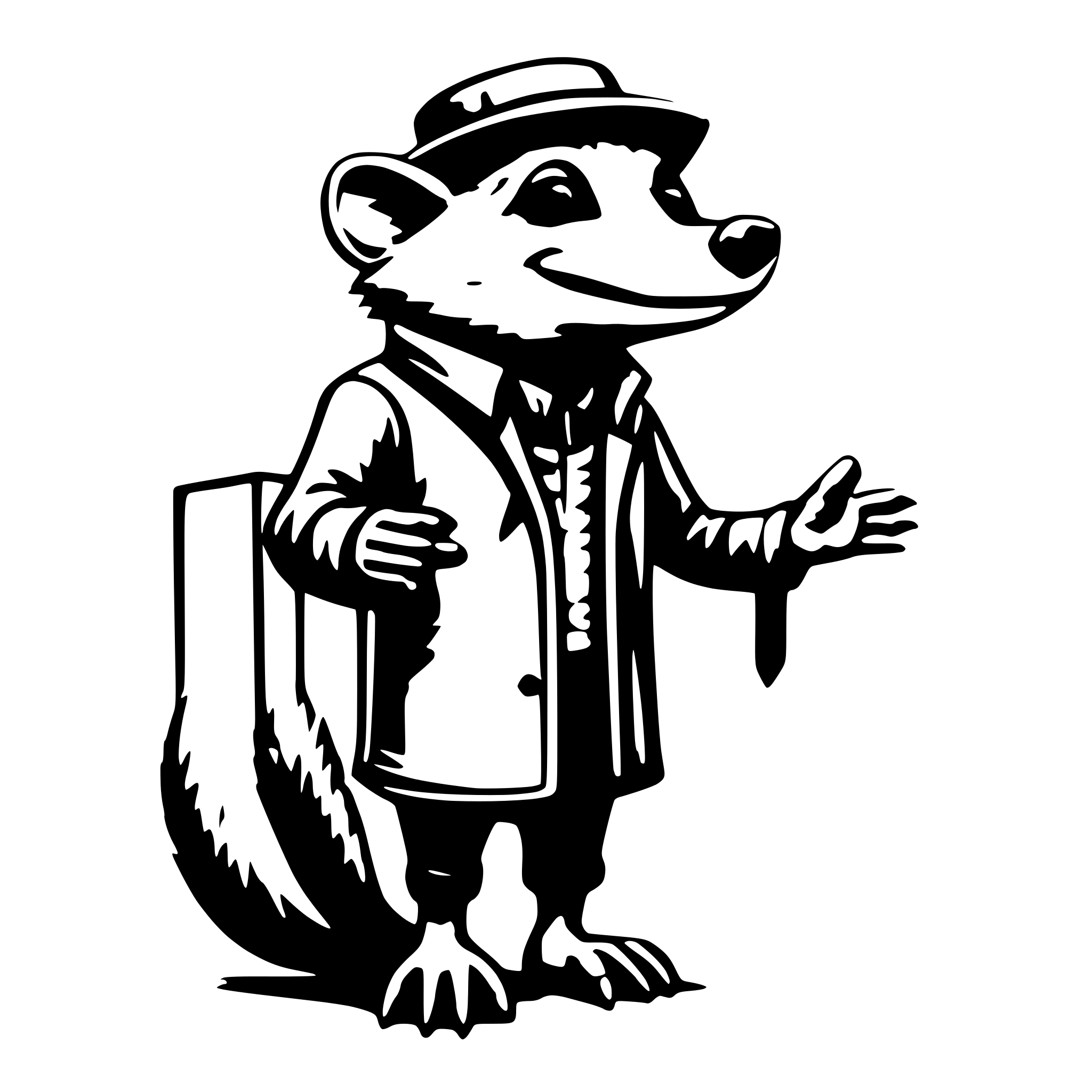 AI-generated SVG of a 3d animated cartoon of a opossum street preacher