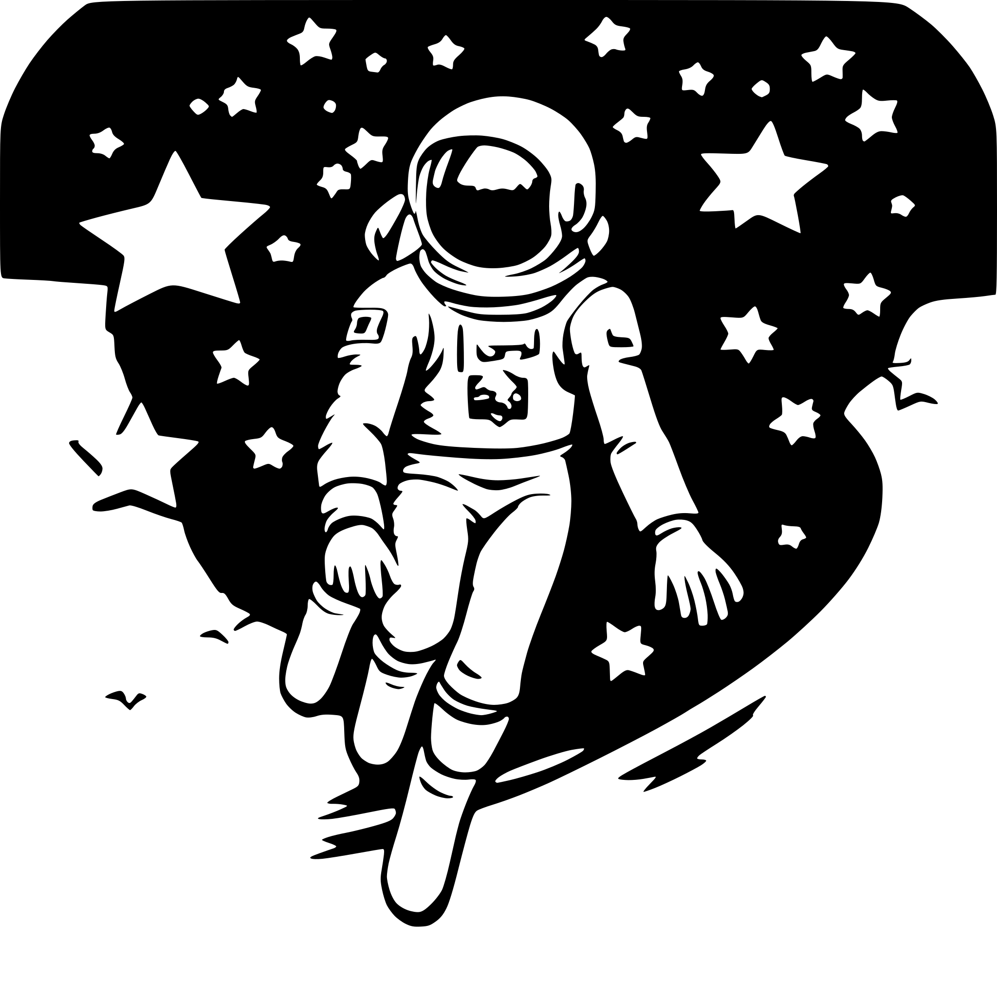 AI-generated SVG of a astronaut floating between stars