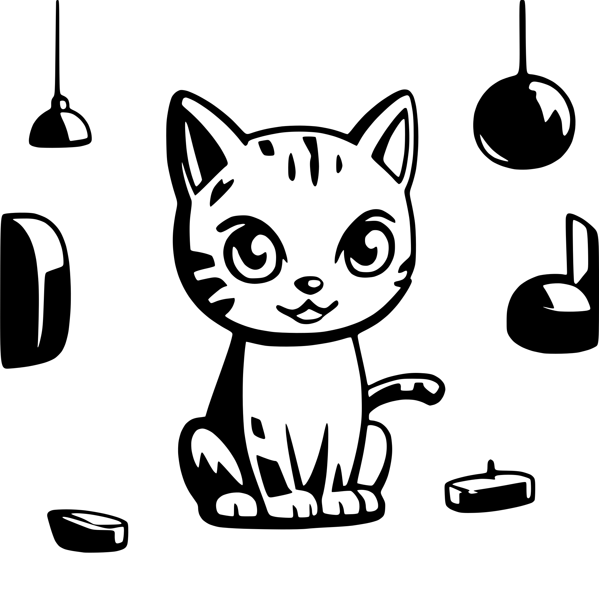 AI-generated SVG of a Süße Katze mit einem Futternapf neben ihr auf dem boden