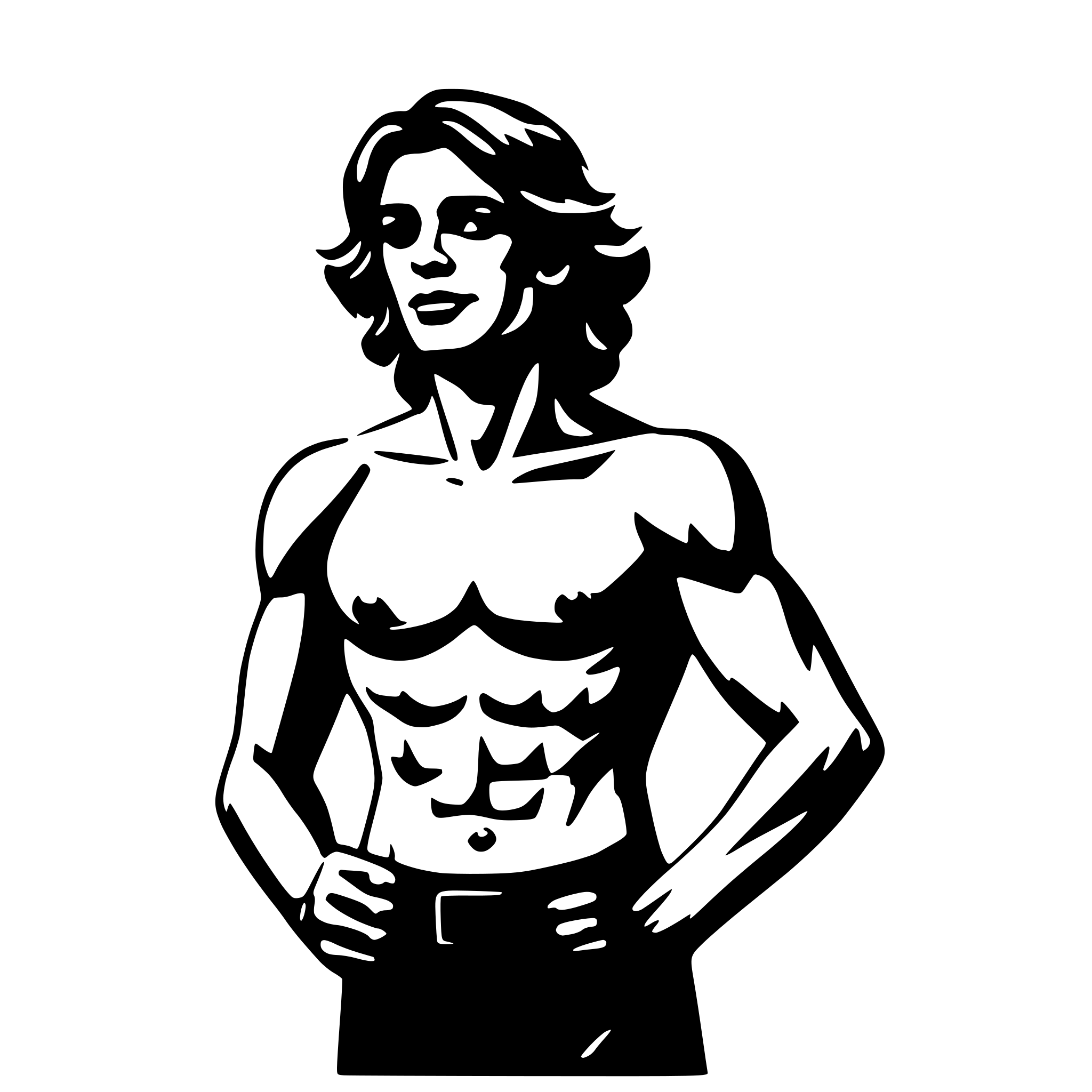 AI-generated SVG of a A Muscular shirtless man in the cloud