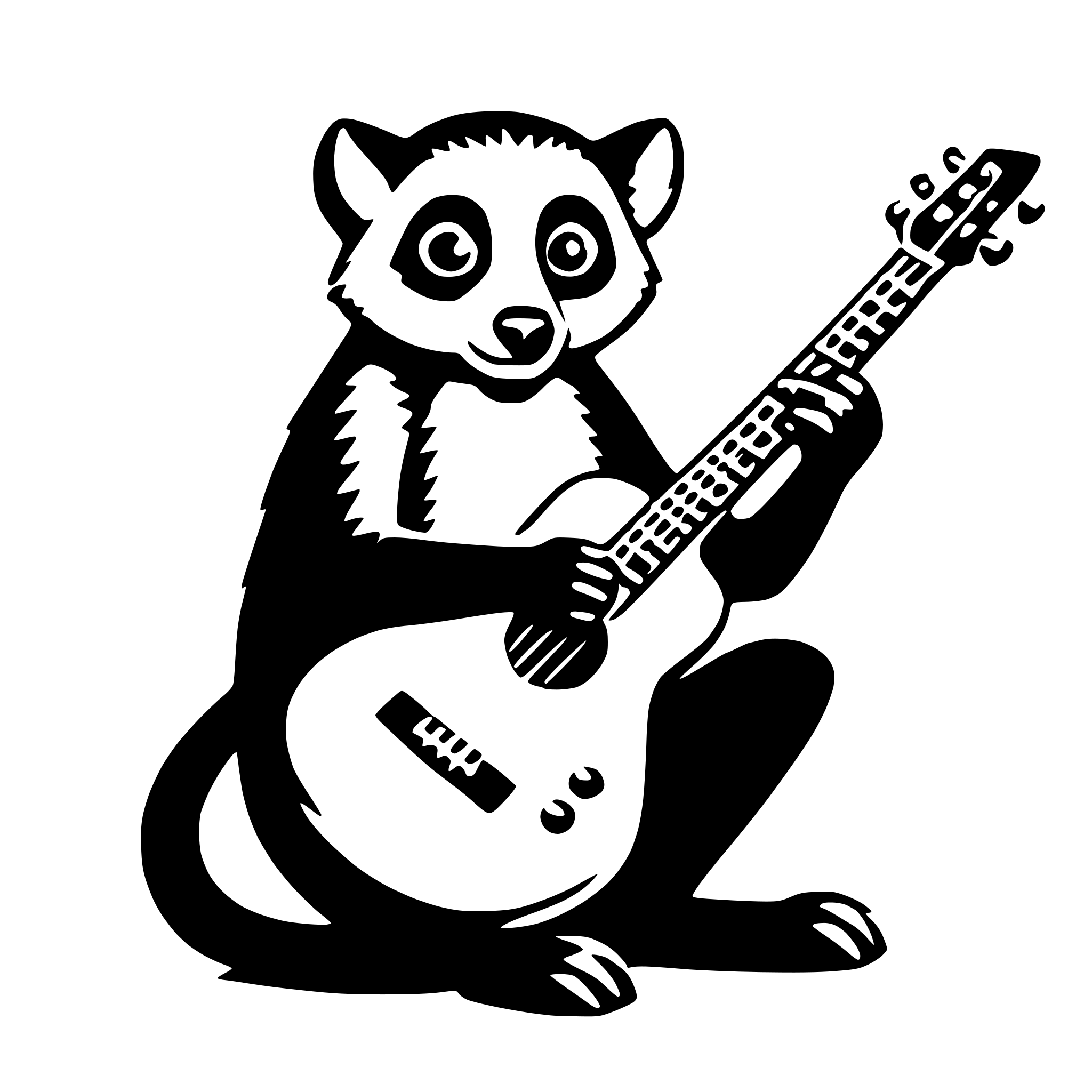 AI-generated SVG of 'lemur with guitar'
