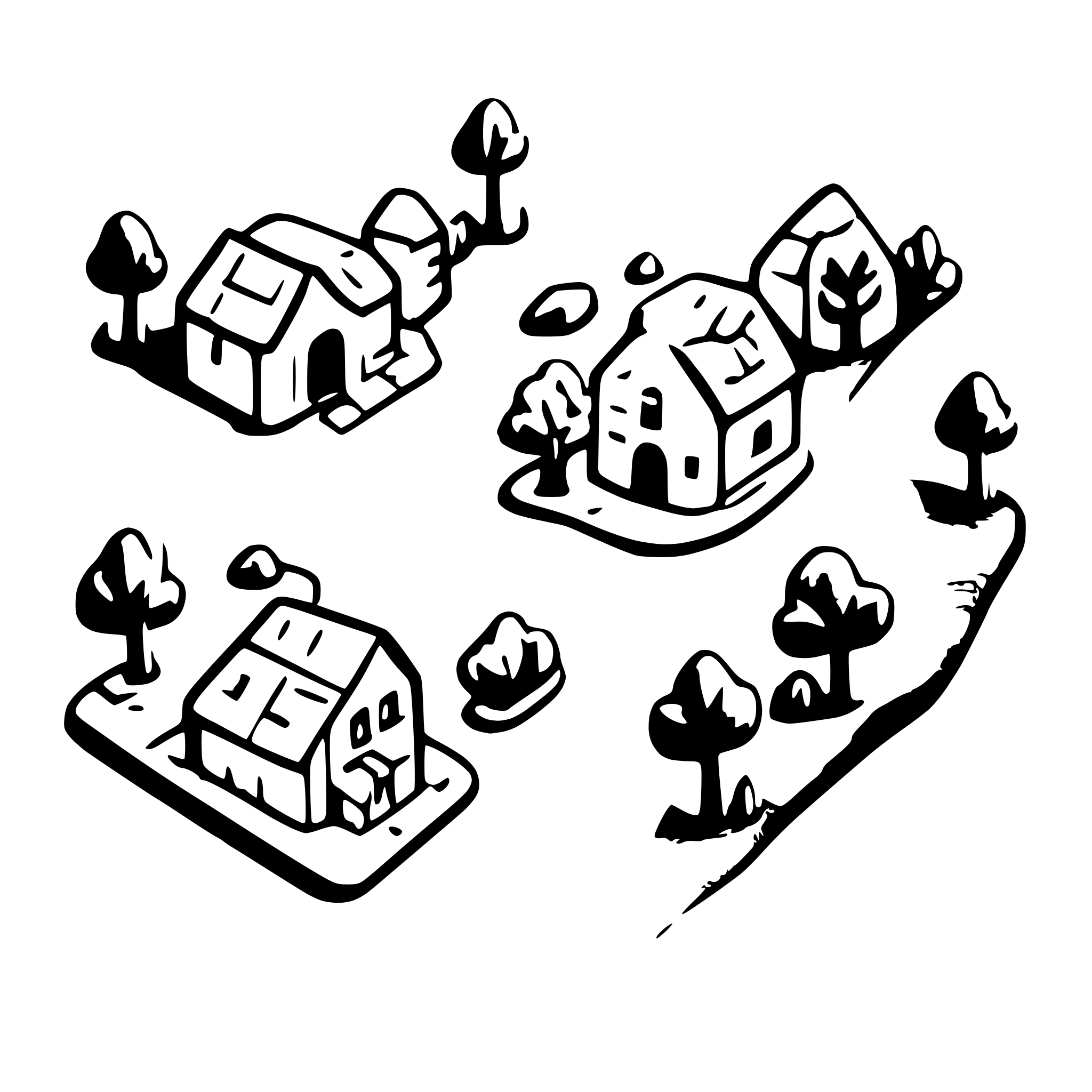 AI-generated SVG of a tile map of village