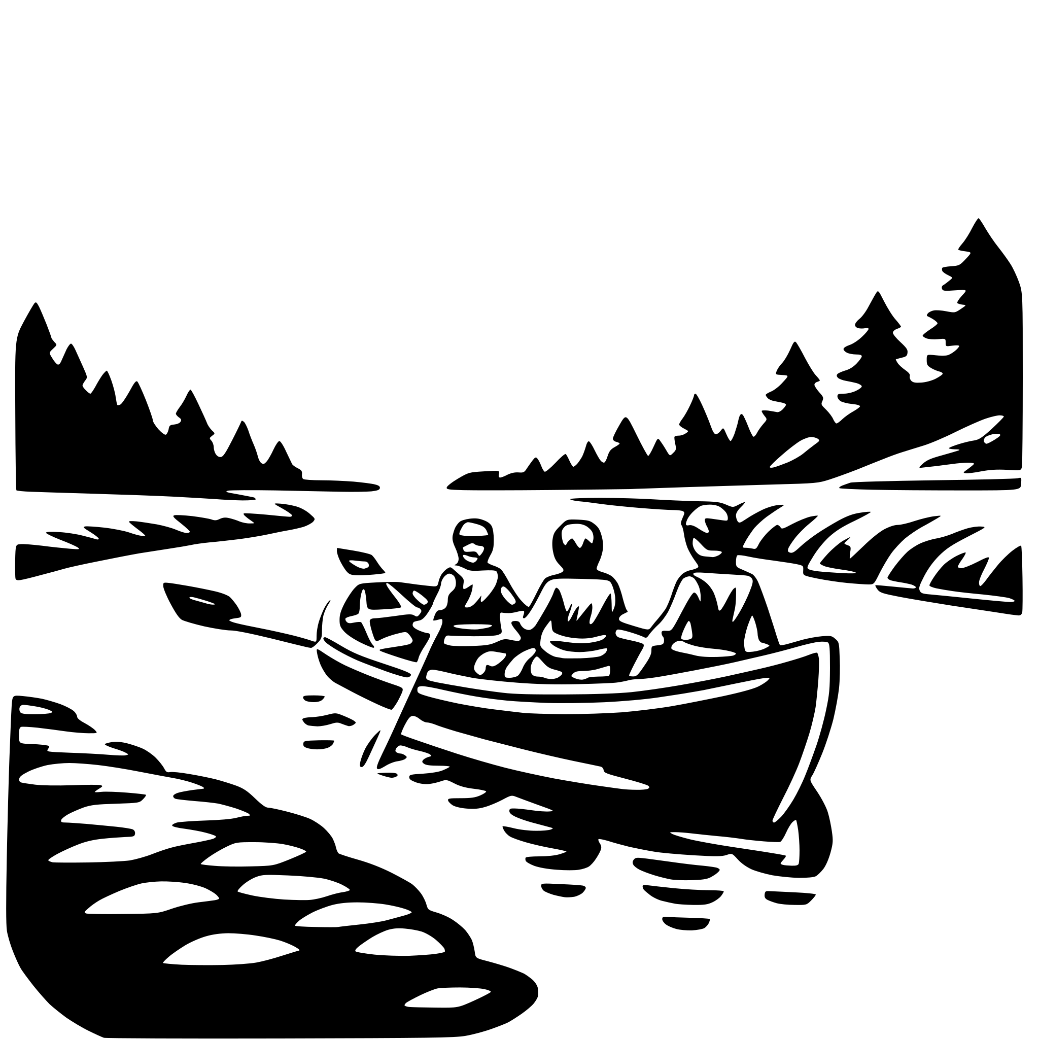 AI-generated SVG of a canyon river rafting
