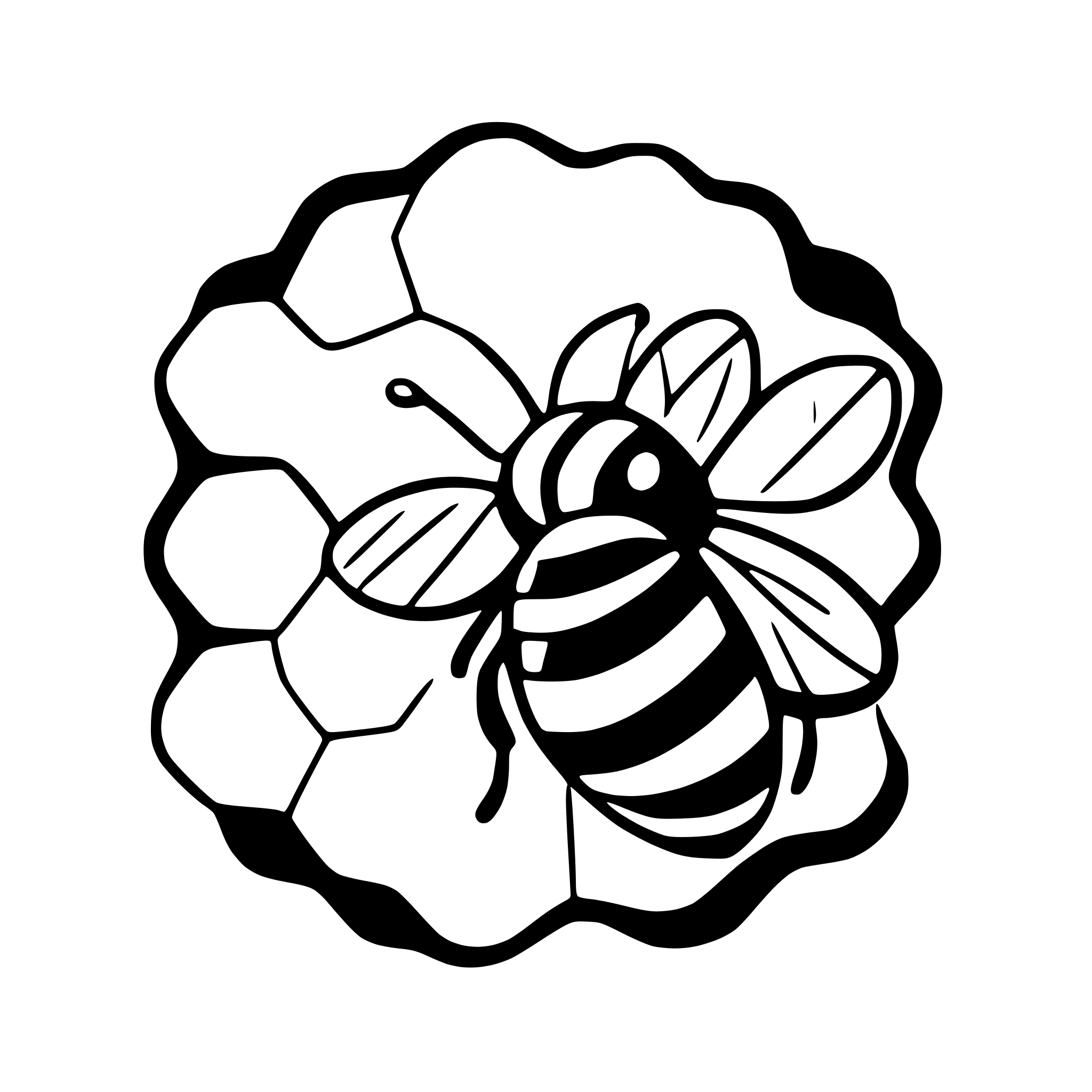 AI-generated SVG of 'honeycomb with bees'